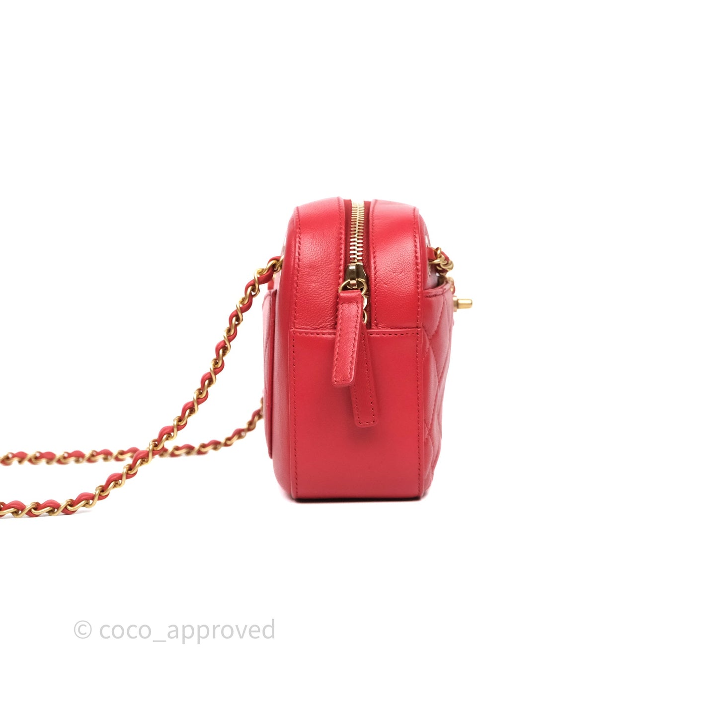 Chanel Infinity Camera Case Red Goatskin Aged Gold Hardware