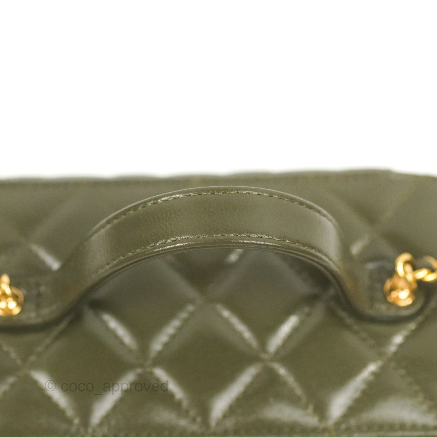 Chanel Cargo Pocket Top Handle Vanity with Chain Khaki Green Lambskin 22K