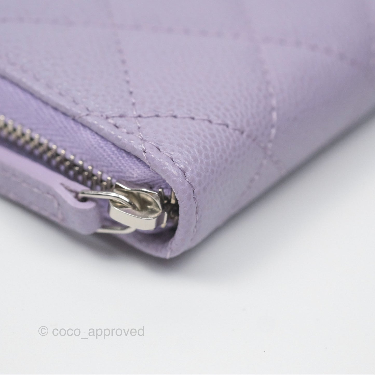 Chanel Classic Zipped Coin Purse Lilac Caviar Silver Hardware