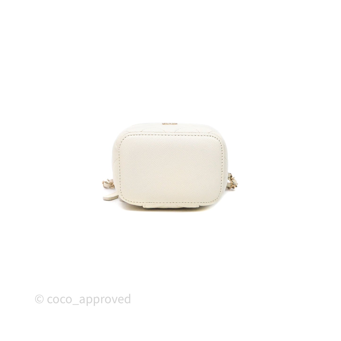 Chanel Mini Vanity With Chain White Caviar Gold Hardware