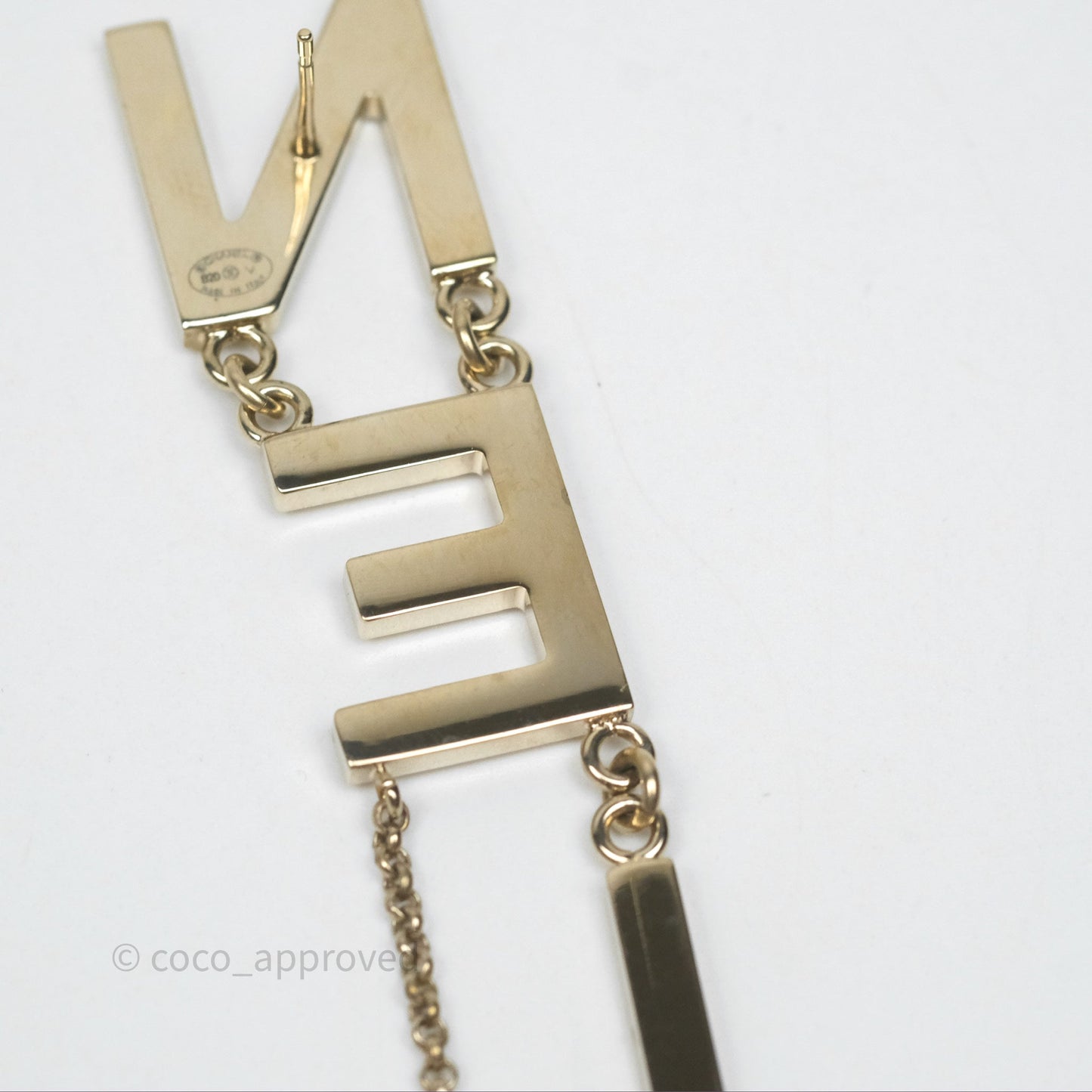 Chanel Letter Cha-Nel Logo Drop Earrings Gold Tone 20V