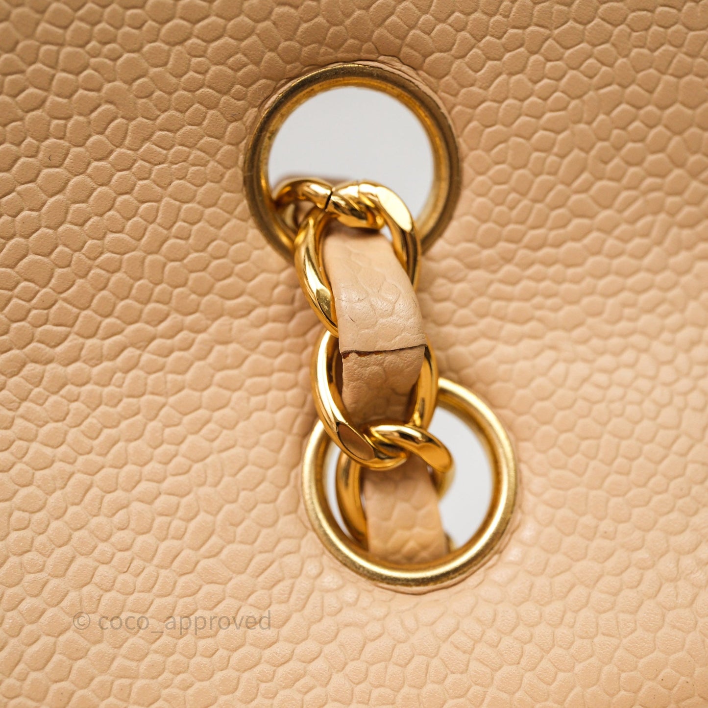 Chanel Classic M/L Medium Flap Quilted Beige Caviar Gold Hardware