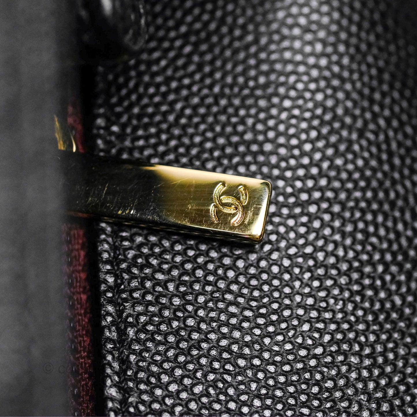 Chanel Small Coco Handle Chevron Black Caviar Gold Hardware