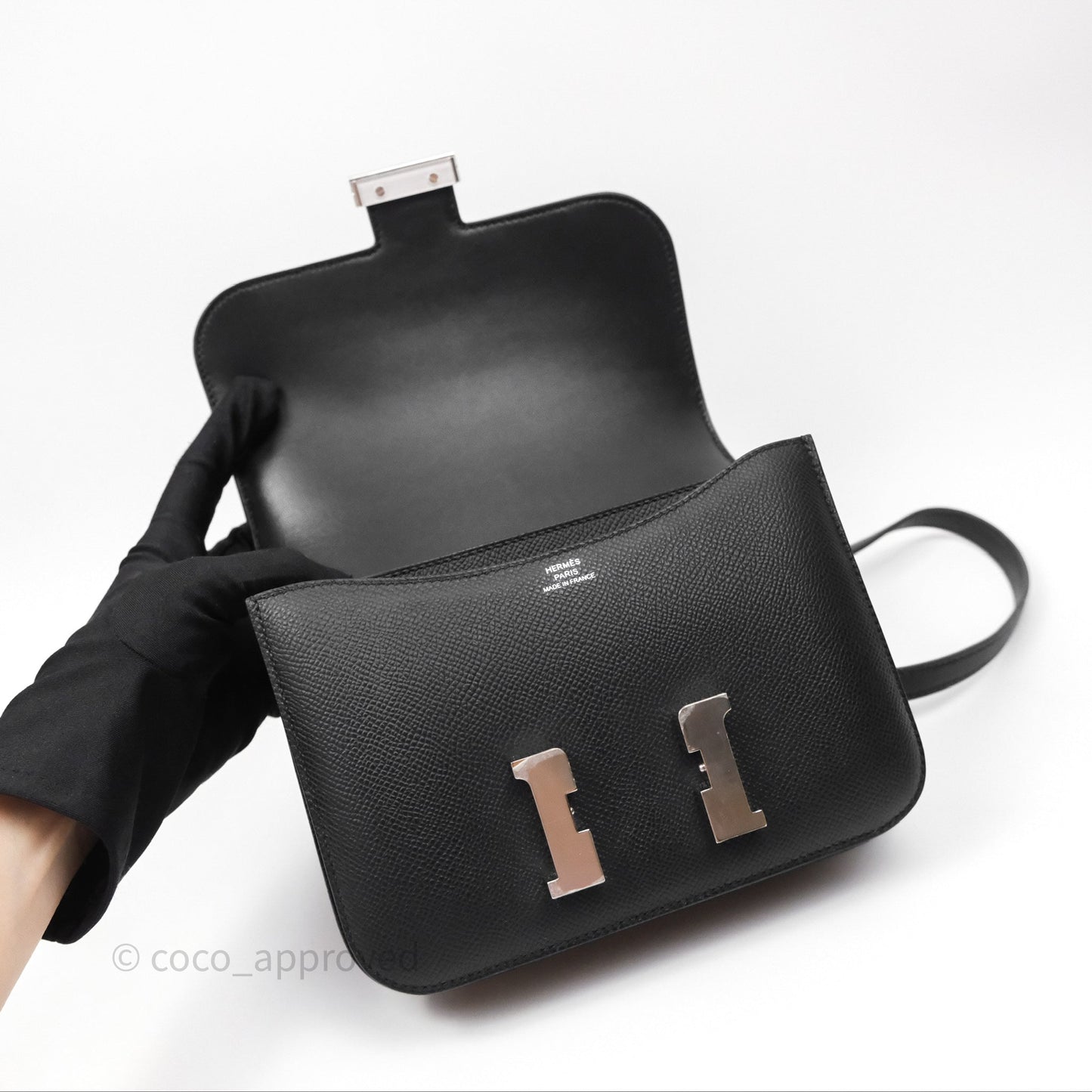 Hermès Constance Mini 18cm Mirror Noir 89 Epsom Palladium Hardware