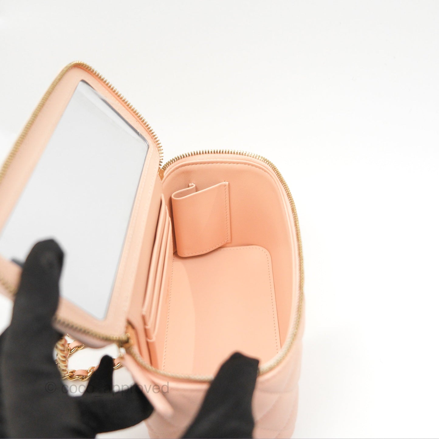 Chanel Vanity Rectangular Pink Beige Caviar Gold Hardware