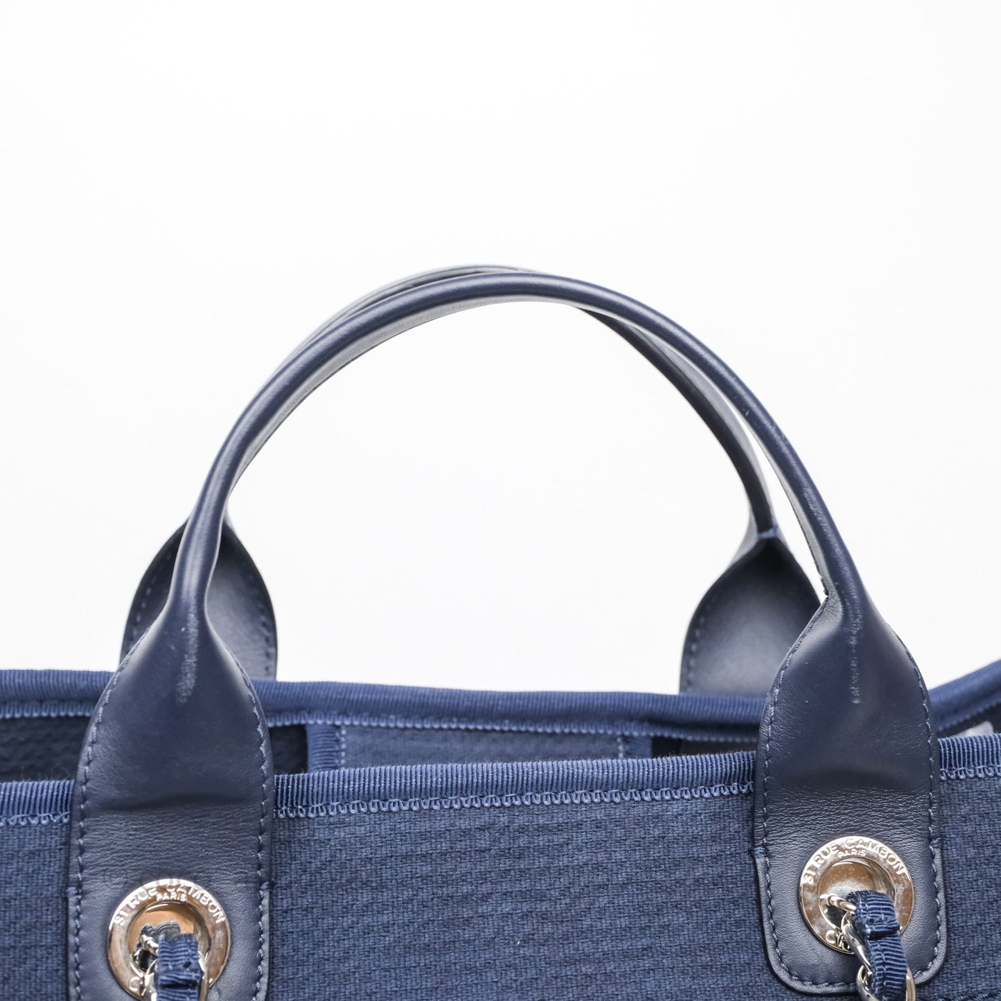 Chanel Large Deauville Navy Canvas Silver Hardware