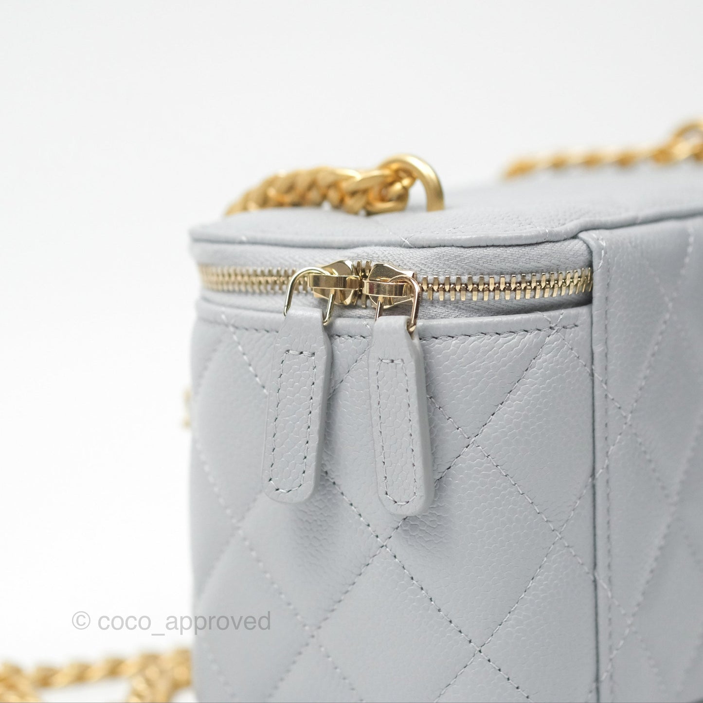 Chanel Vanity with Heart Adjustable Chain Grey Caviar Aged Gold Hardware