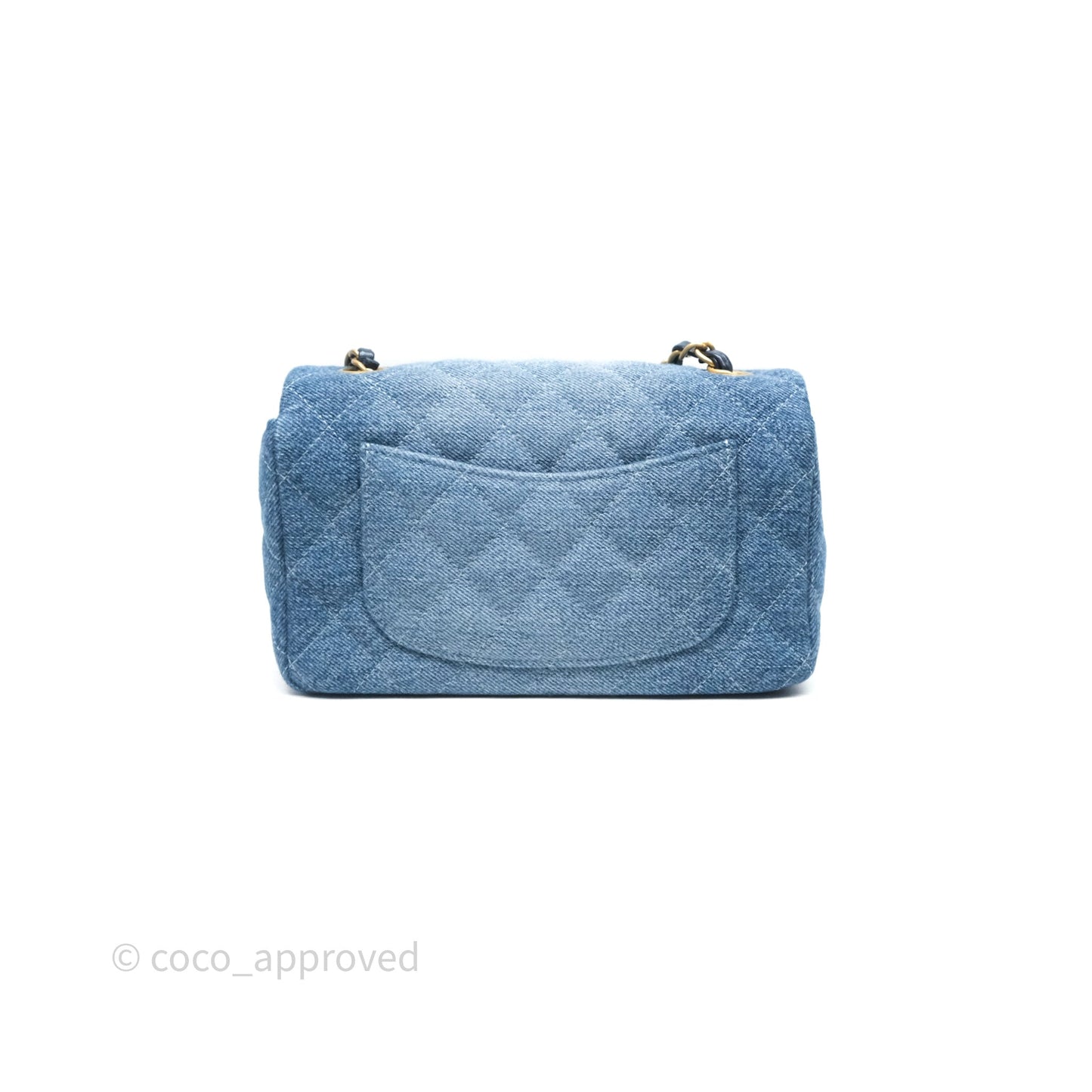 Chanel Quilted Mini Rectangular Flap Denim Aged Gold Hardware