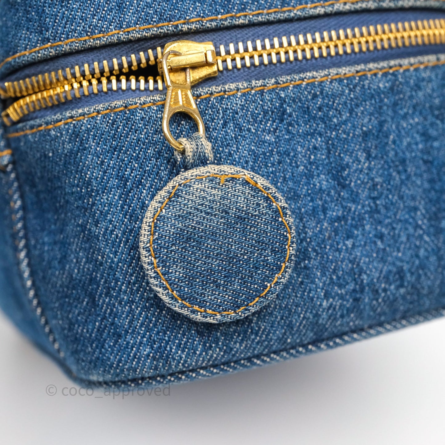 Chanel Vintage Vanity Case Denim Aged Gold Hardware