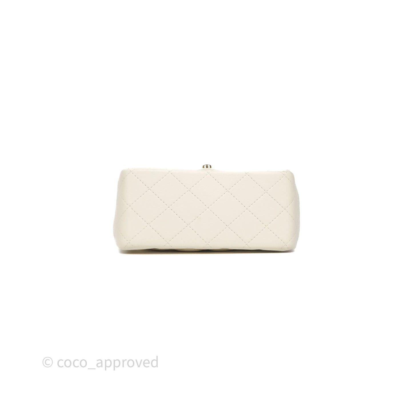 Chanel Quilted Mini Square White Lambskin Gold Hardware