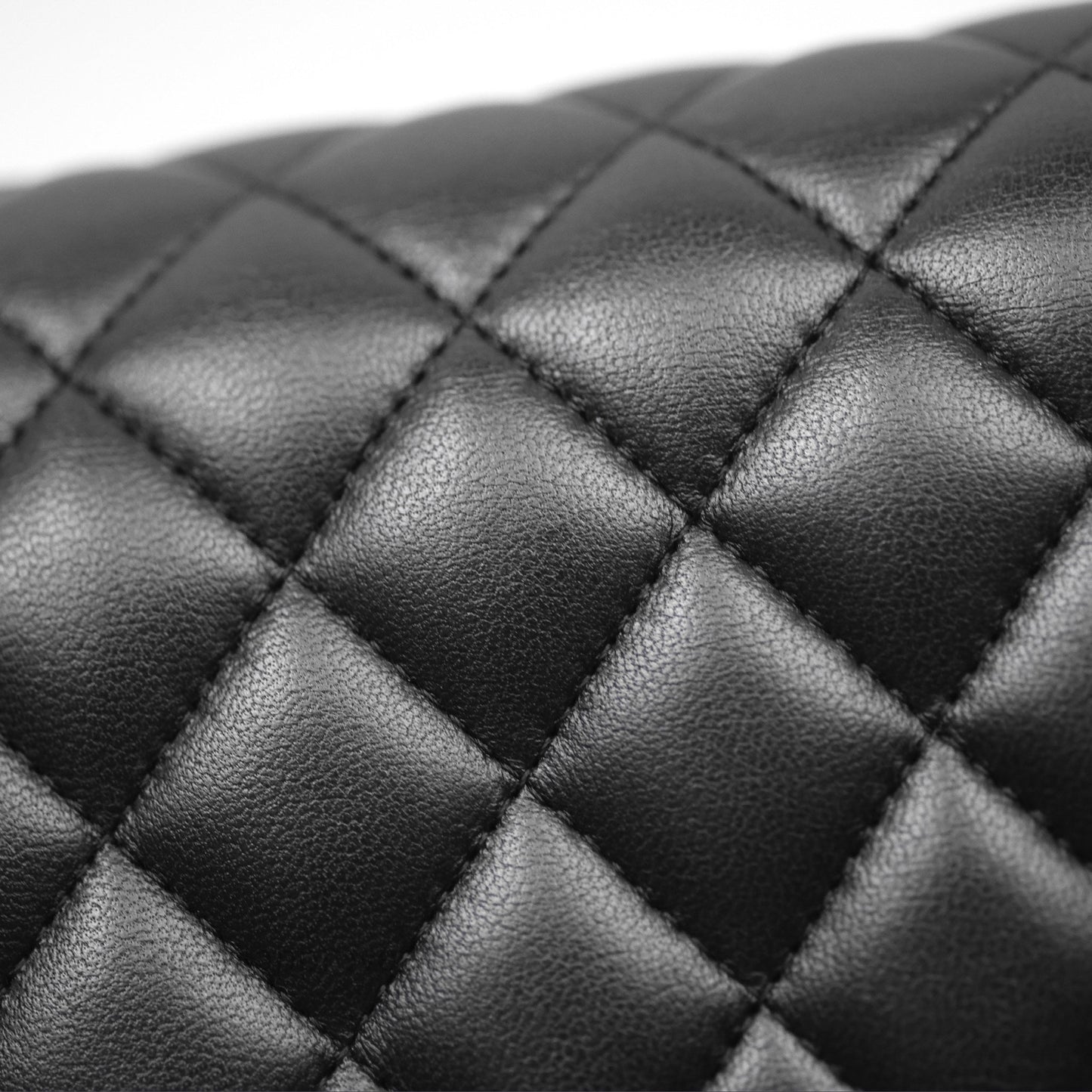 Chanel Classic M/L Medium Flap Quilted Black Lambskin Silver Hardware