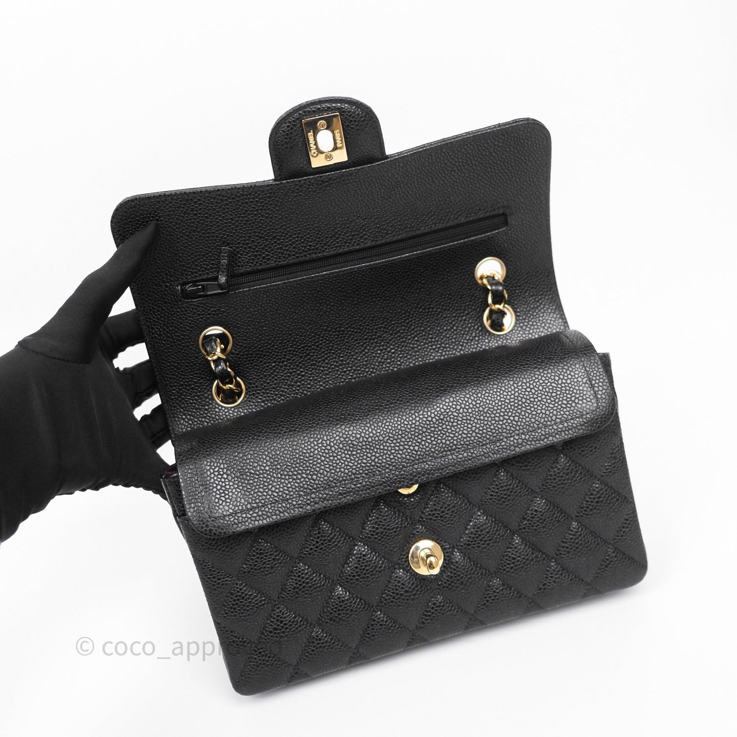 Chanel Quilted Small Classic Flap Black Caviar Gold Hardware