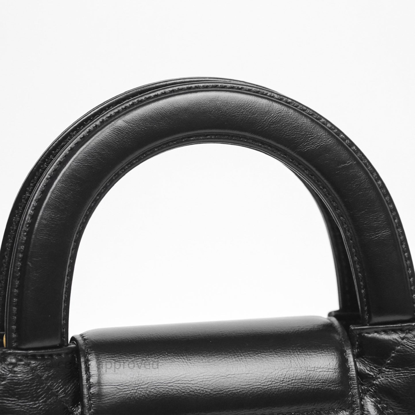 Chanel Kelly Bag Quilted Black Shiny Crumpled Calfskin Aged Gold Hardware