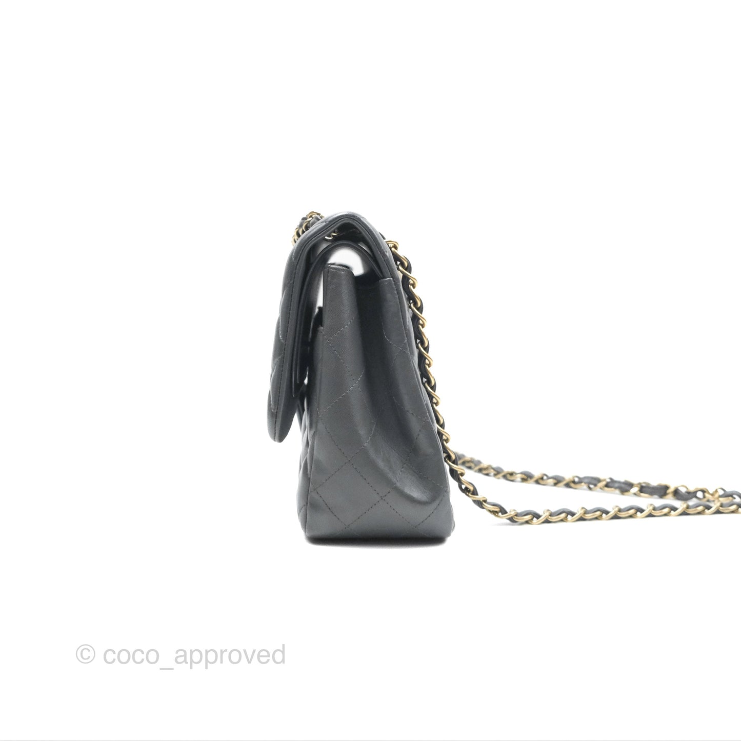 Chanel Jumbo Double Flap Dark Grey Lambskin Brushed Gold Hardware⁣⁣