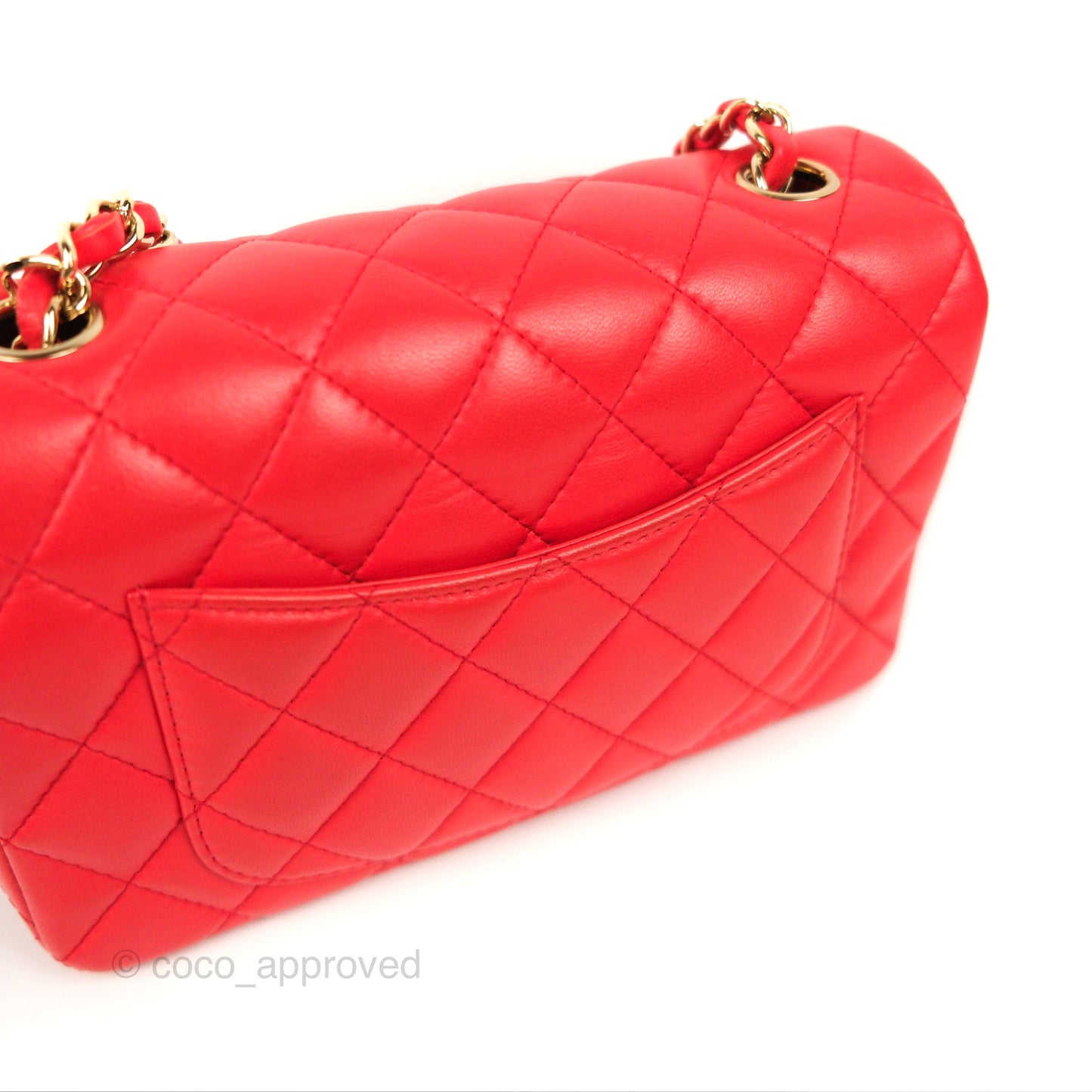 Chanel Quilted Mini Rectangular Flap Red Lambskin Gold Hardware