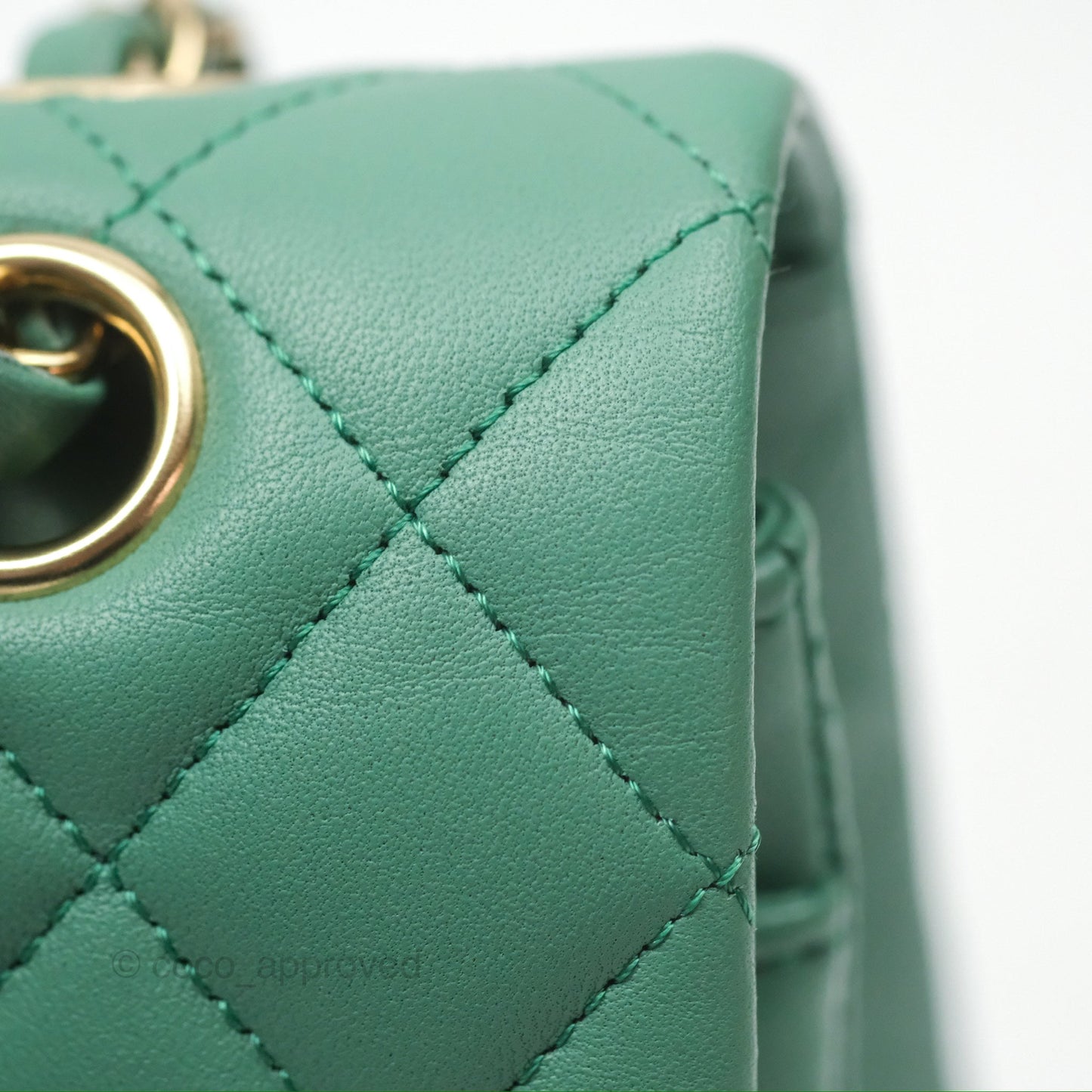 Chanel Small S/M Classic Flap Green Lambskin Gold Hardware