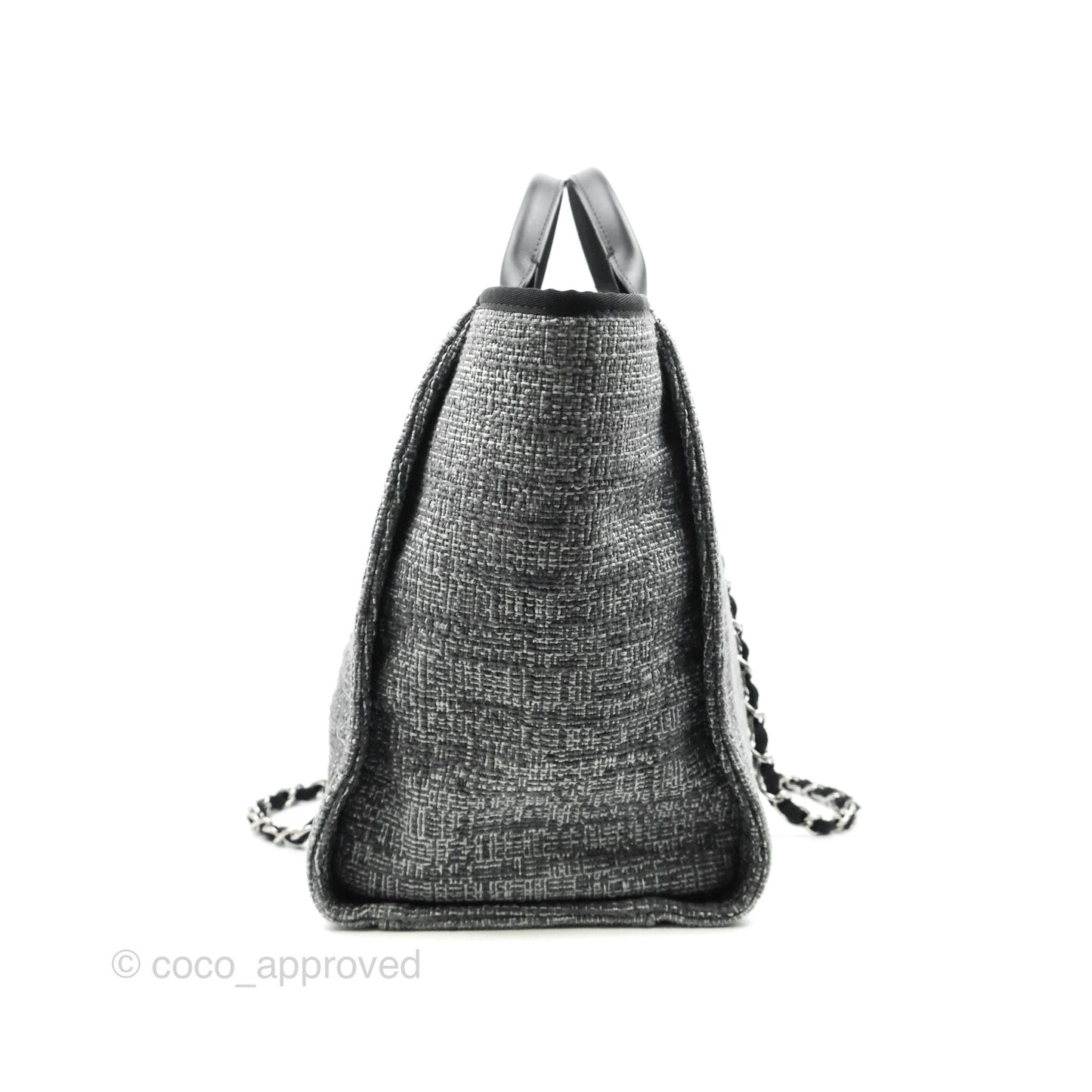 Chanel Large Deauville Charcoal Grey Tweed