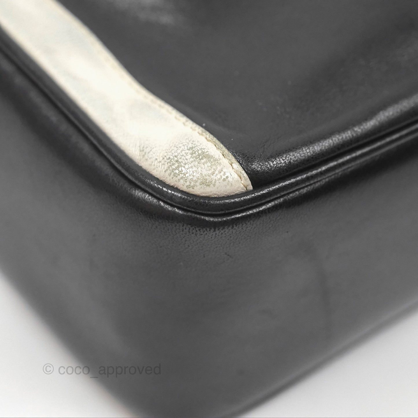 Chanel Vintage White CC Camera Bag Black Lambskin Gold Hardware