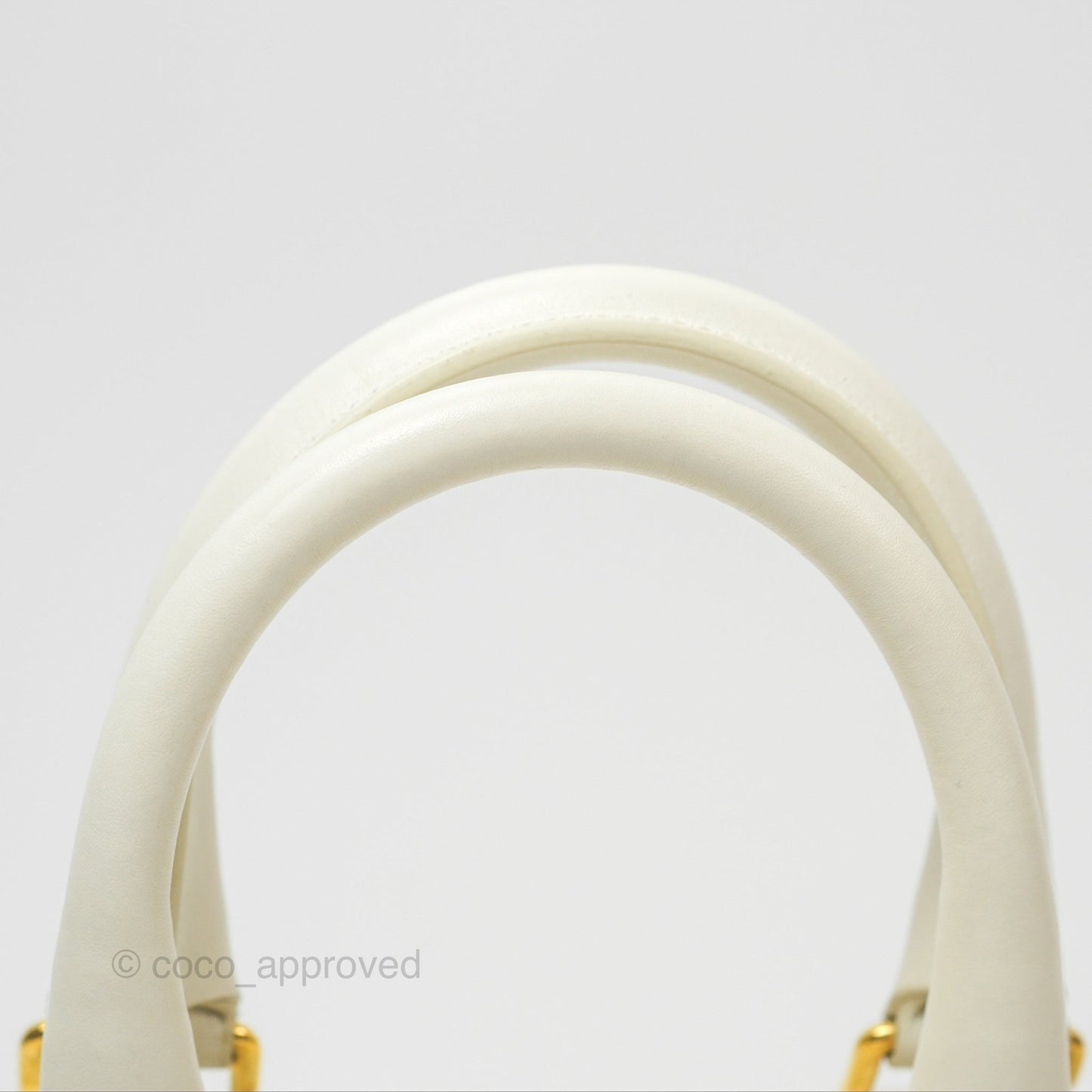 Celine Small Triomphe Canvas Boston Bag White Calfskin
