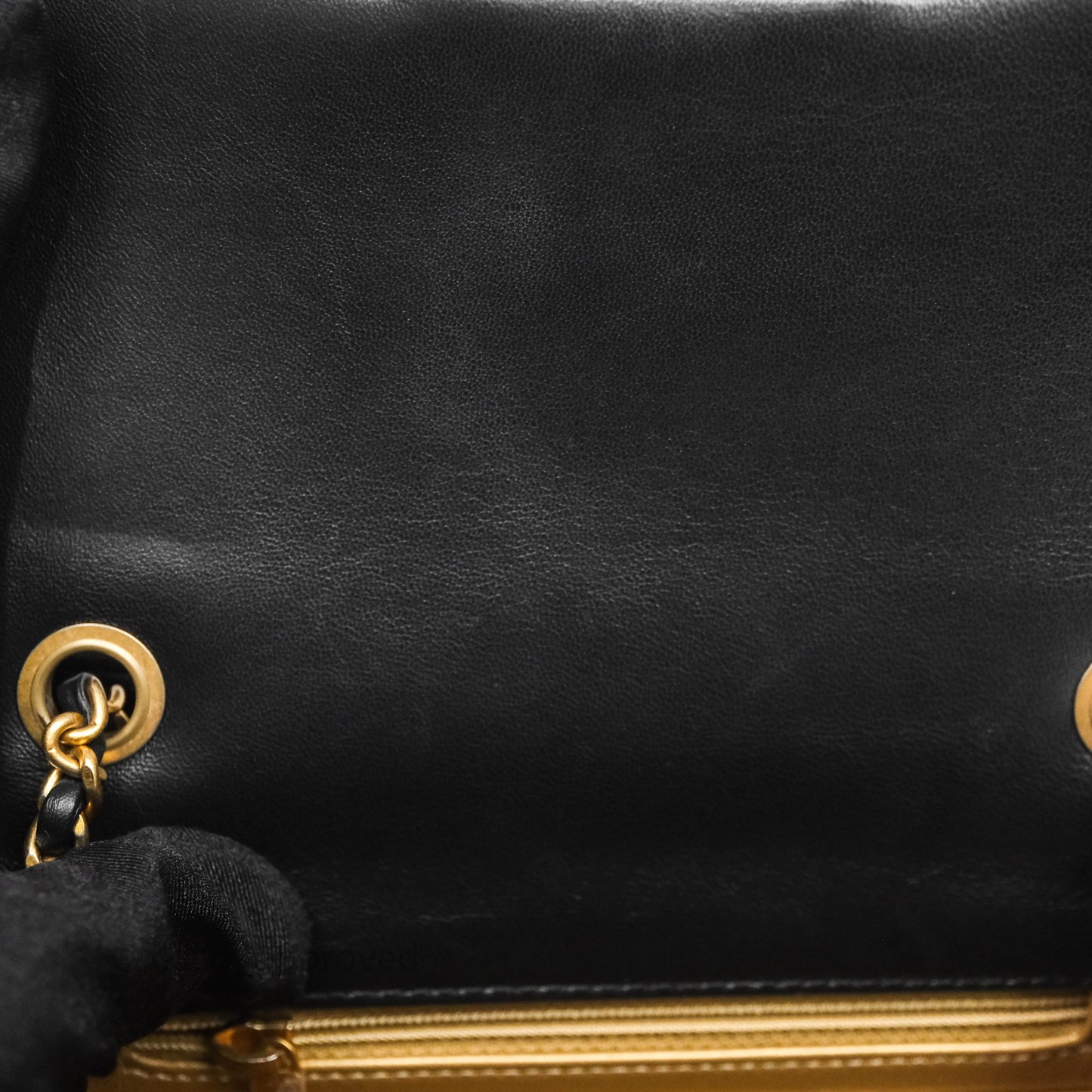 Chanel Pearl Crush Mini Square Quilted Black Lambskin Aged Gold Hardware