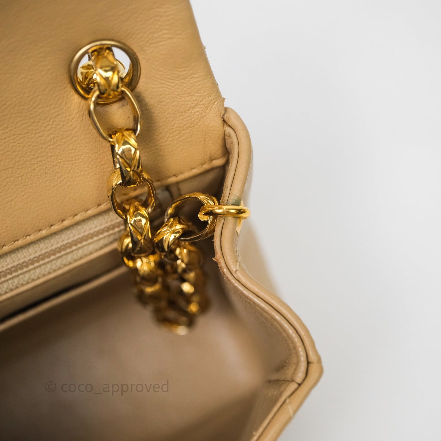 Chanel Vintage Mini Flap Bag Beige Lambskin Gold Hardware