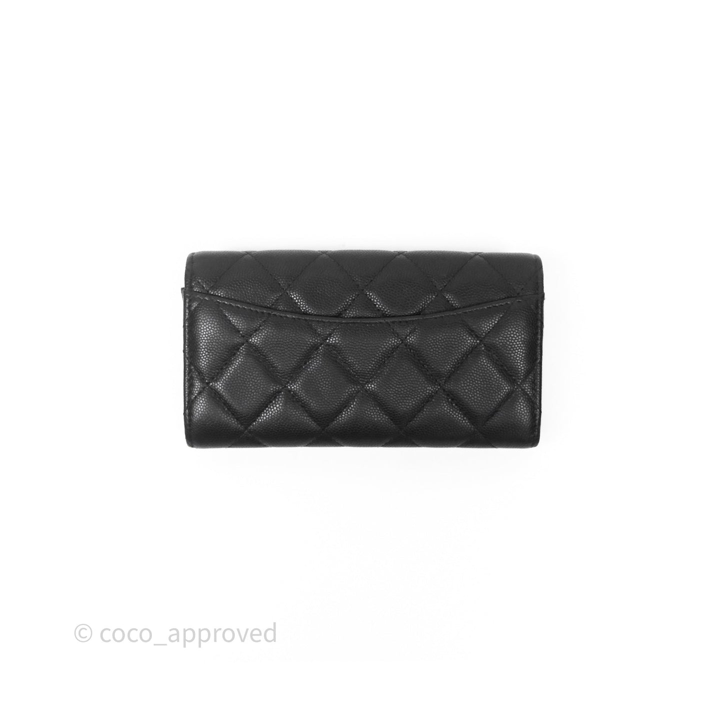 Chanel Classic Quilted Flap Long Wallet Black Caviar Gold Hardware