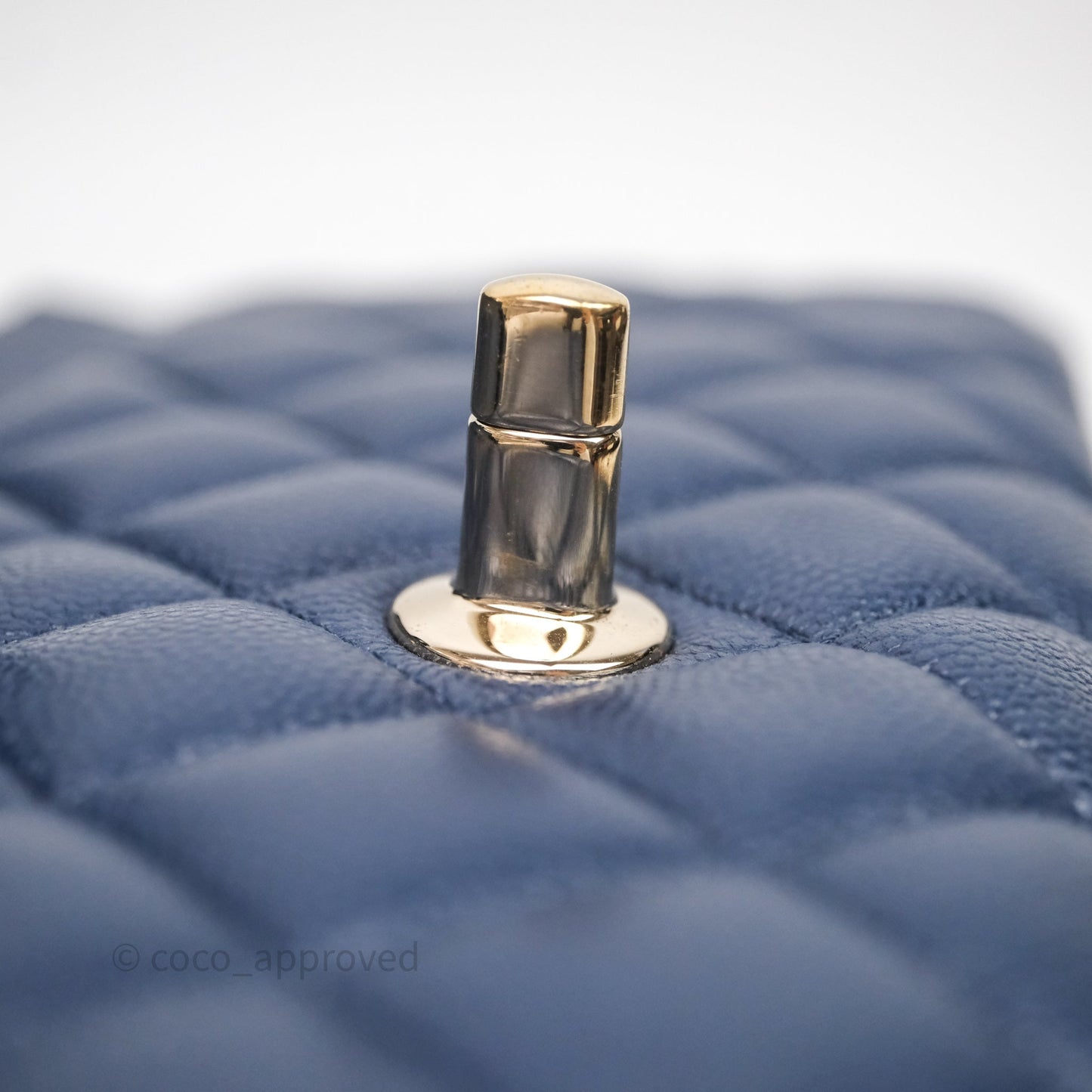 Chanel Medium Classic Flap Quilted Dark Blue Caviar Gold Hardware