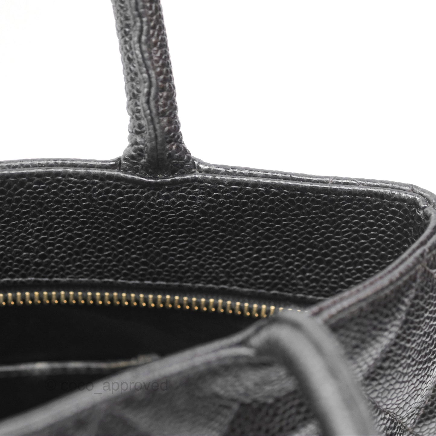 Chanel Vintage Medallion CC Black Caviar Tote Bag Gold Hardware
