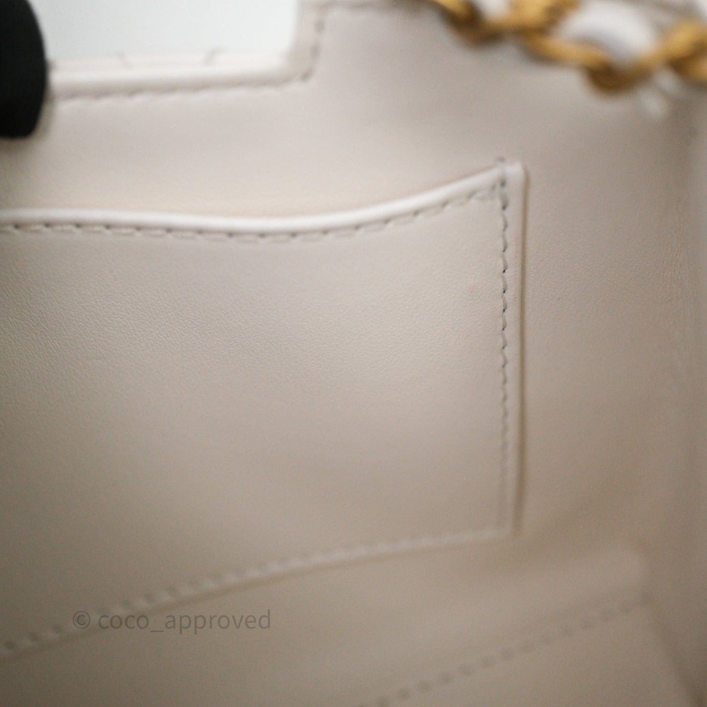 Chanel Kelly Bag Quilted White Lambskin Aged Gold Hardware
