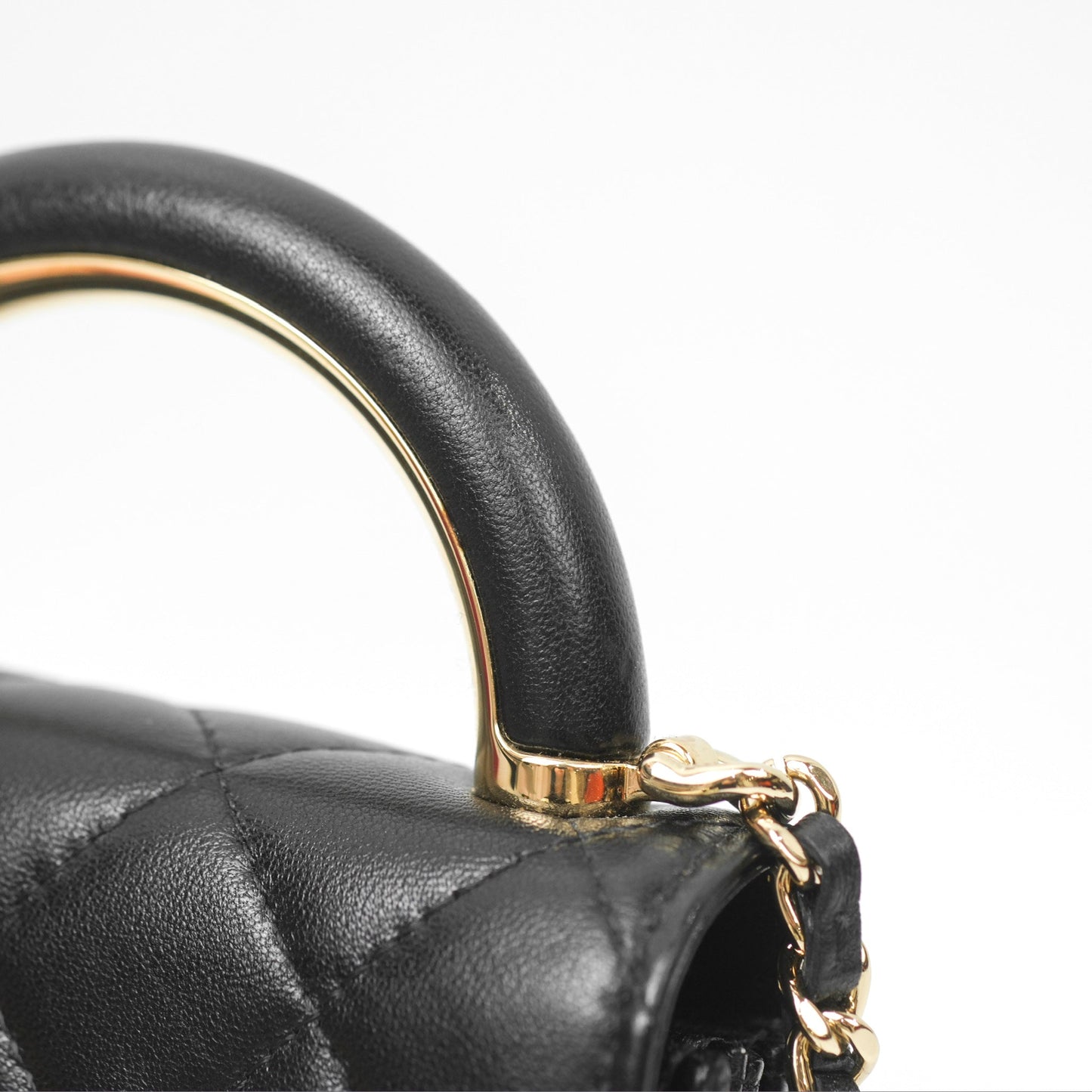 Chanel Top Handle Clutch with Chain Black Lambskin Gold Hardware 22A