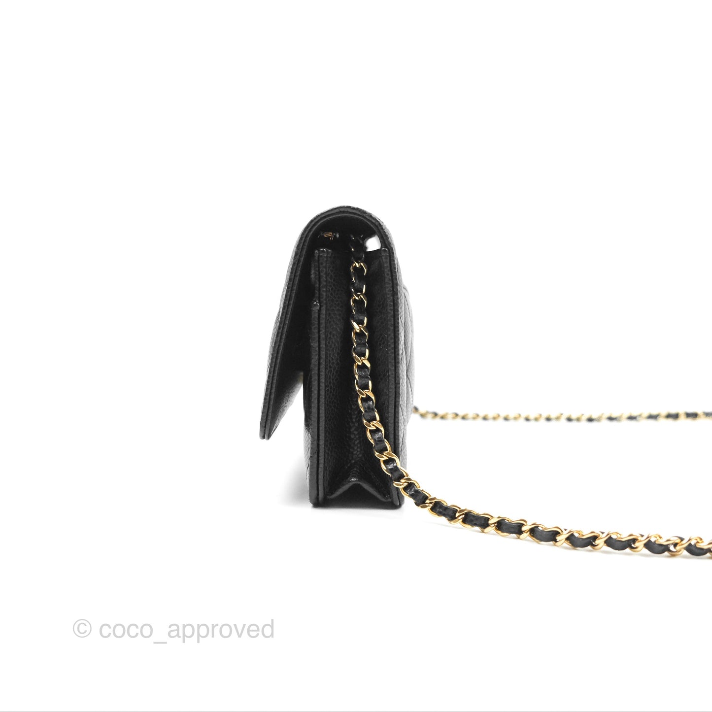 Chanel Quilted Classic Wallet On Chain WOC Black Caviar Gold Hardware