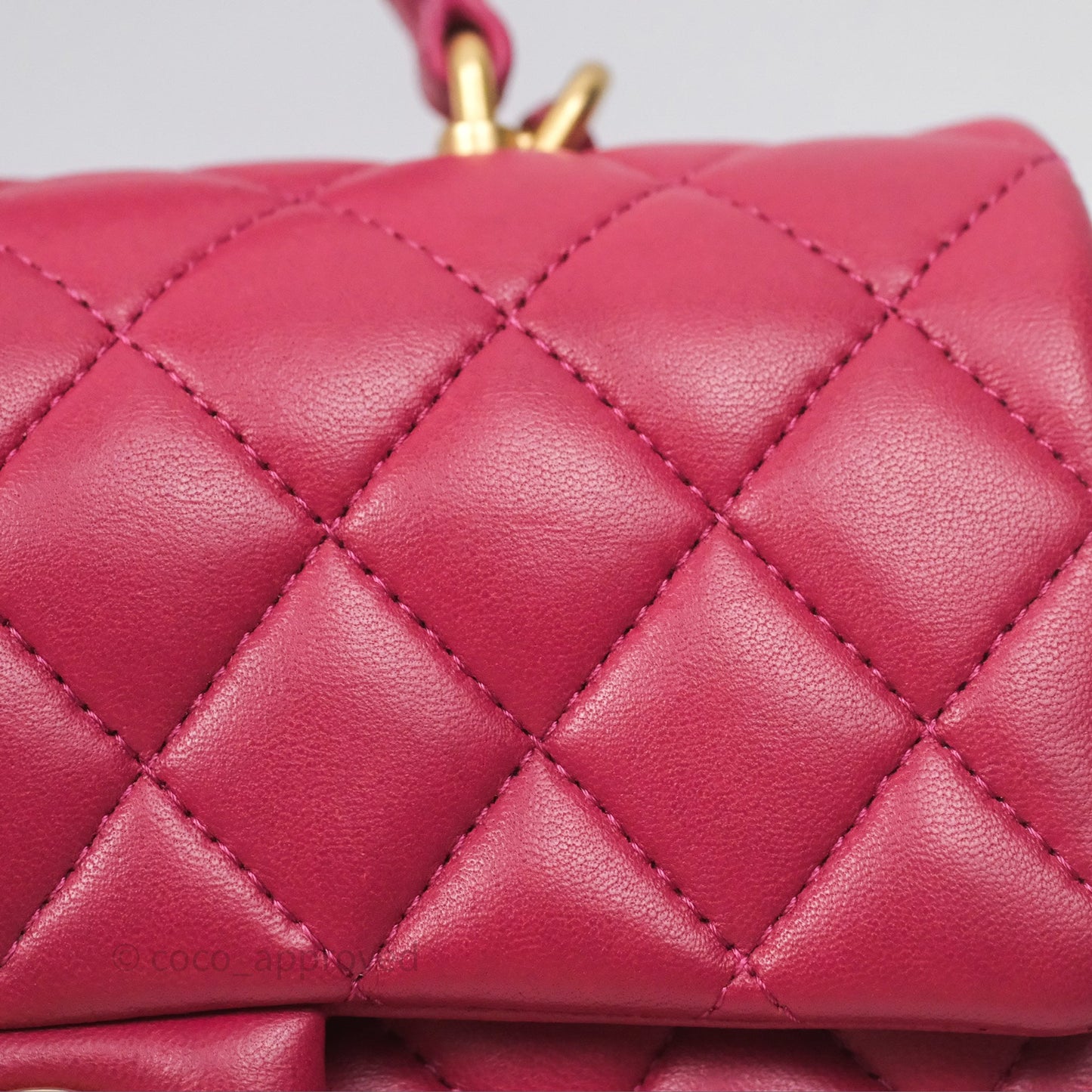 Chanel Top Handle Mini Rectangular Flap Red Lambskin Aged Gold Hardware