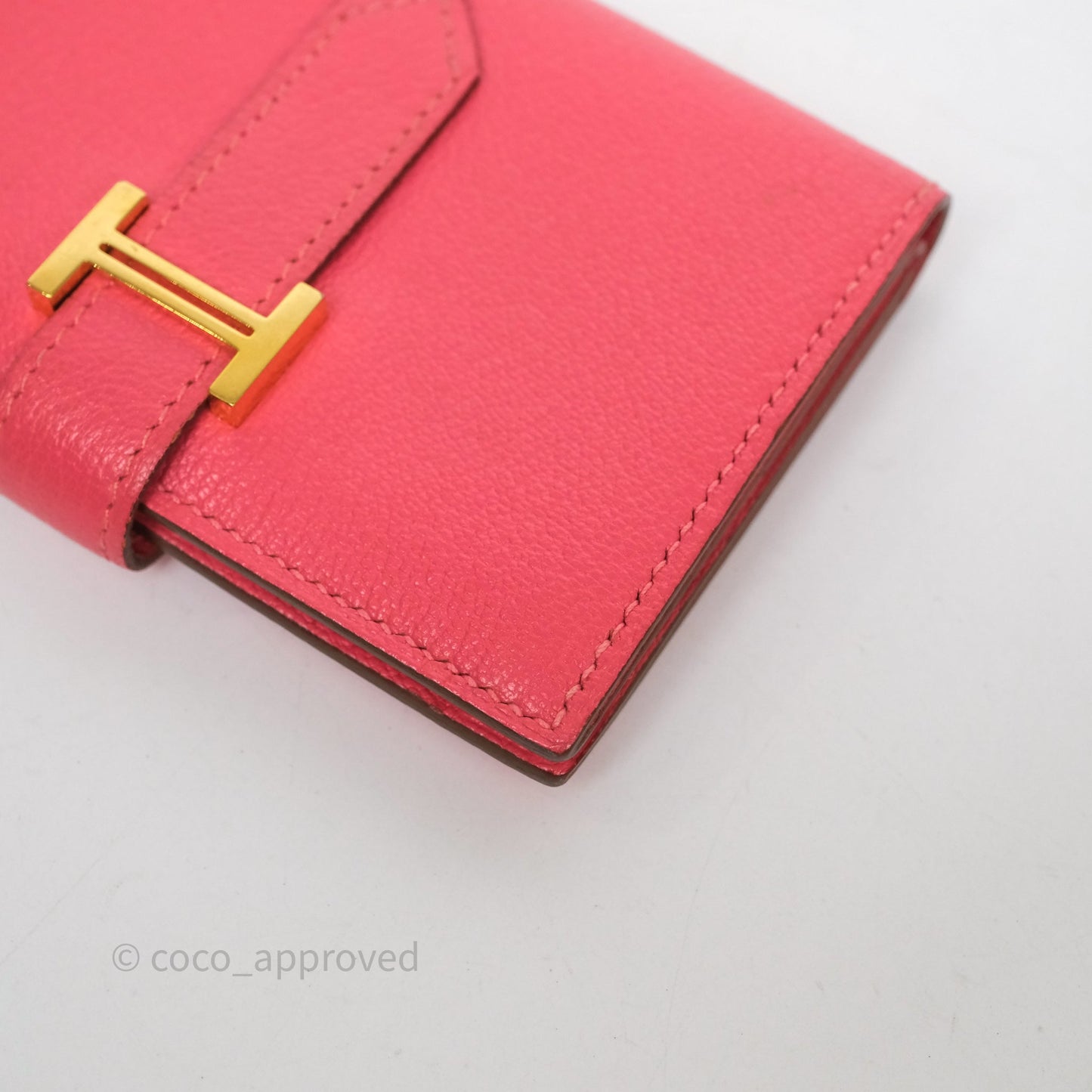 Hermès Bearn Mini Wallet Rose Lipstick U5 Chevre Mysore Gold Hardware
