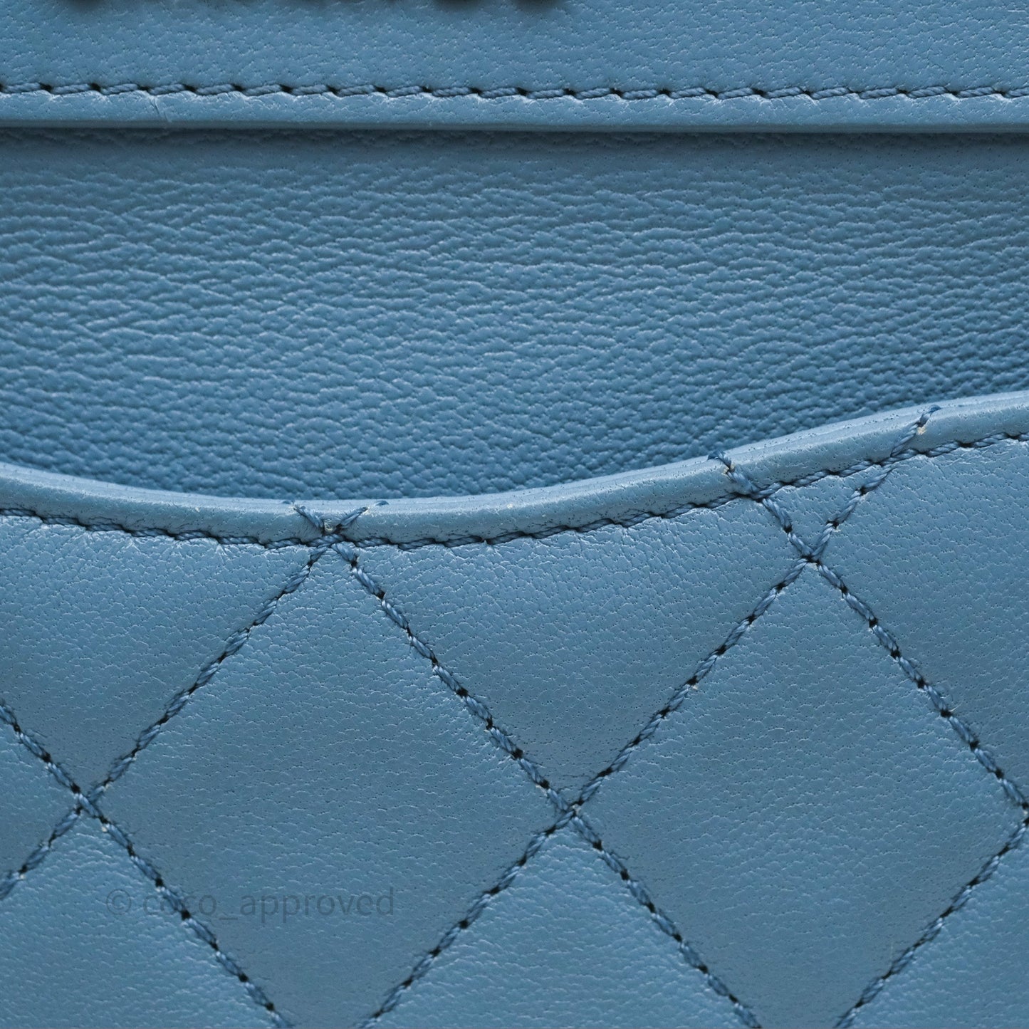 Chanel Curved Flap Bag Blue Lambskin Aged Gold Hardware