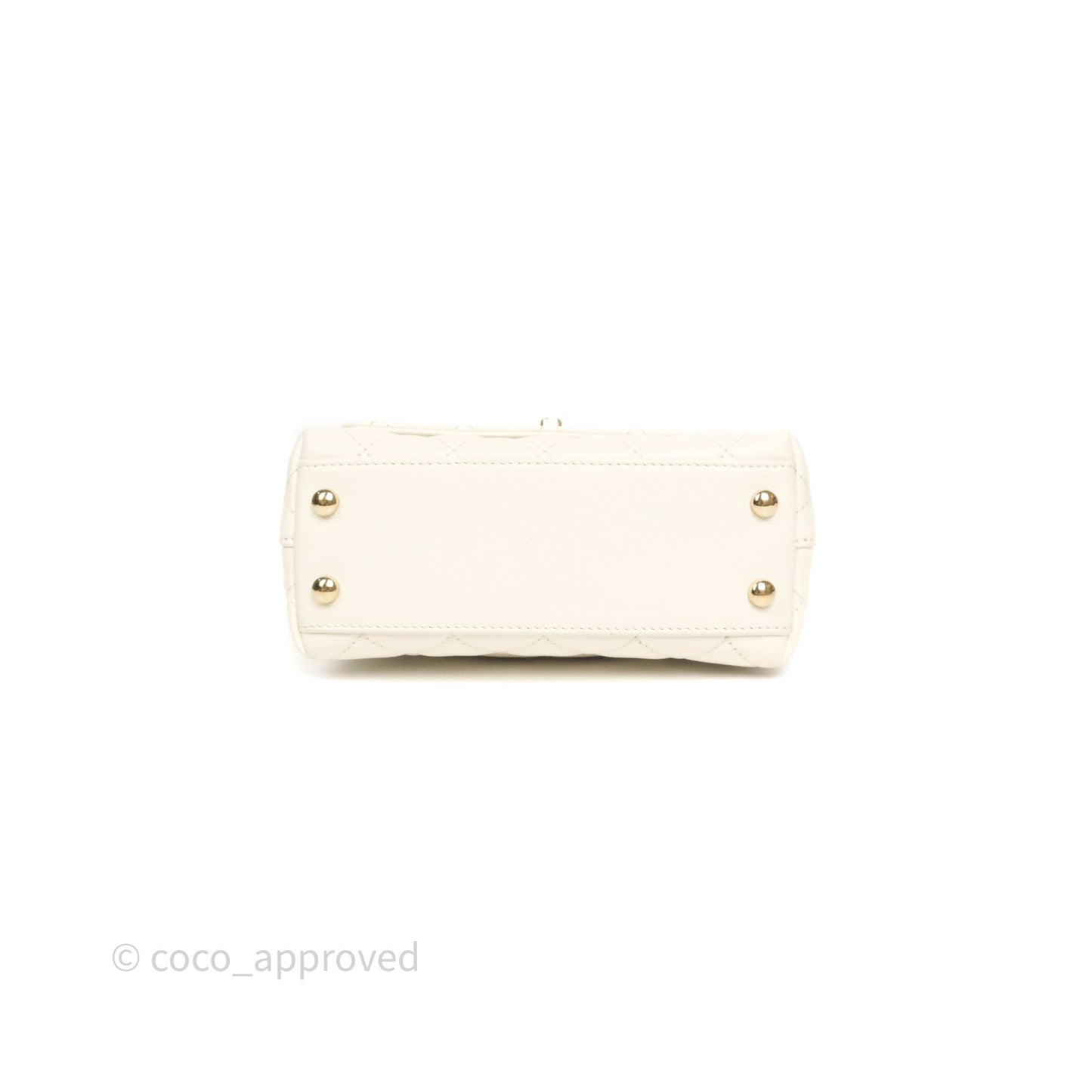 Chanel Mini Coco Handle Quilted Ivory White Caviar Gold Hardware