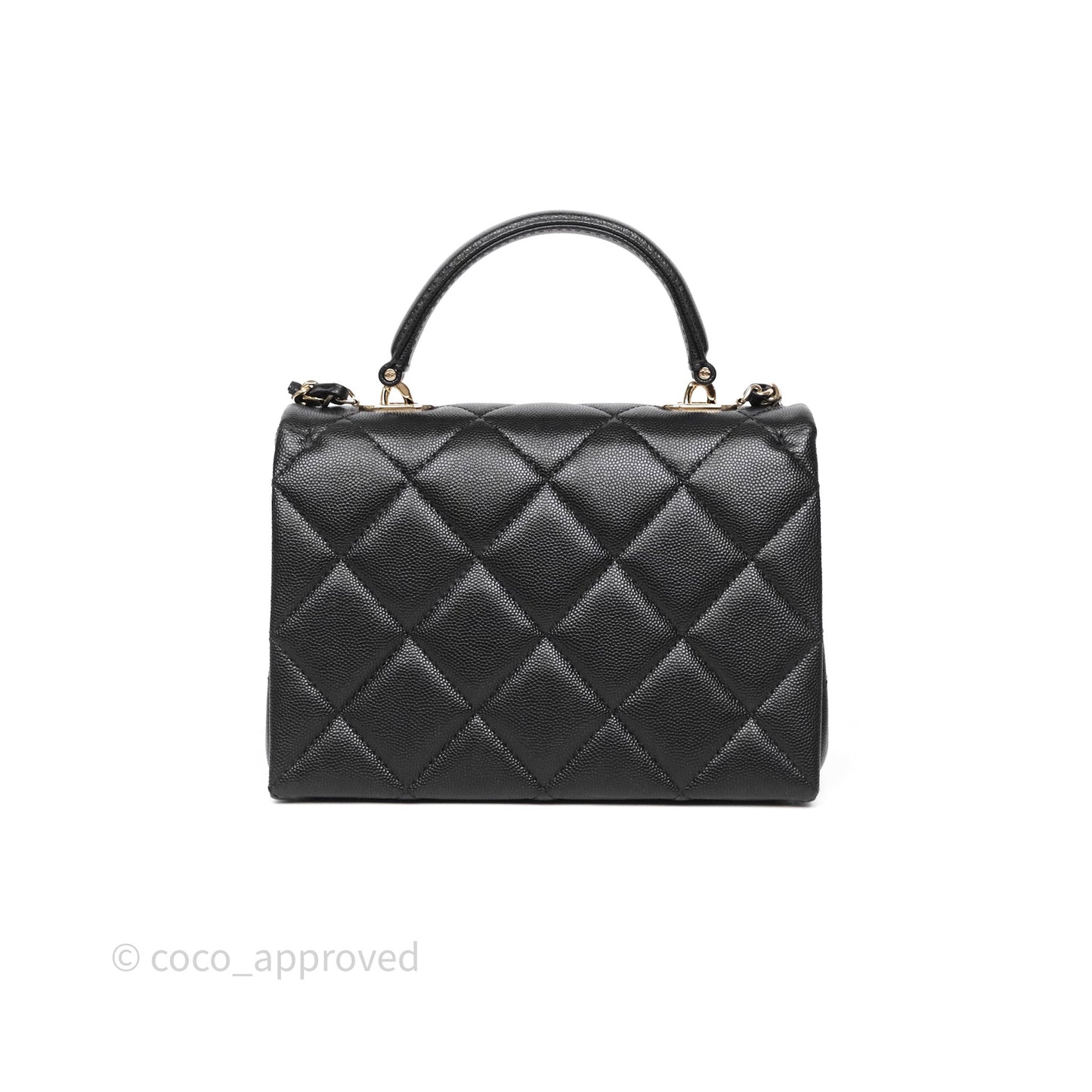 Chanel Quilted Small Top Handle Flap Bag Black Caviar Gold Hardware