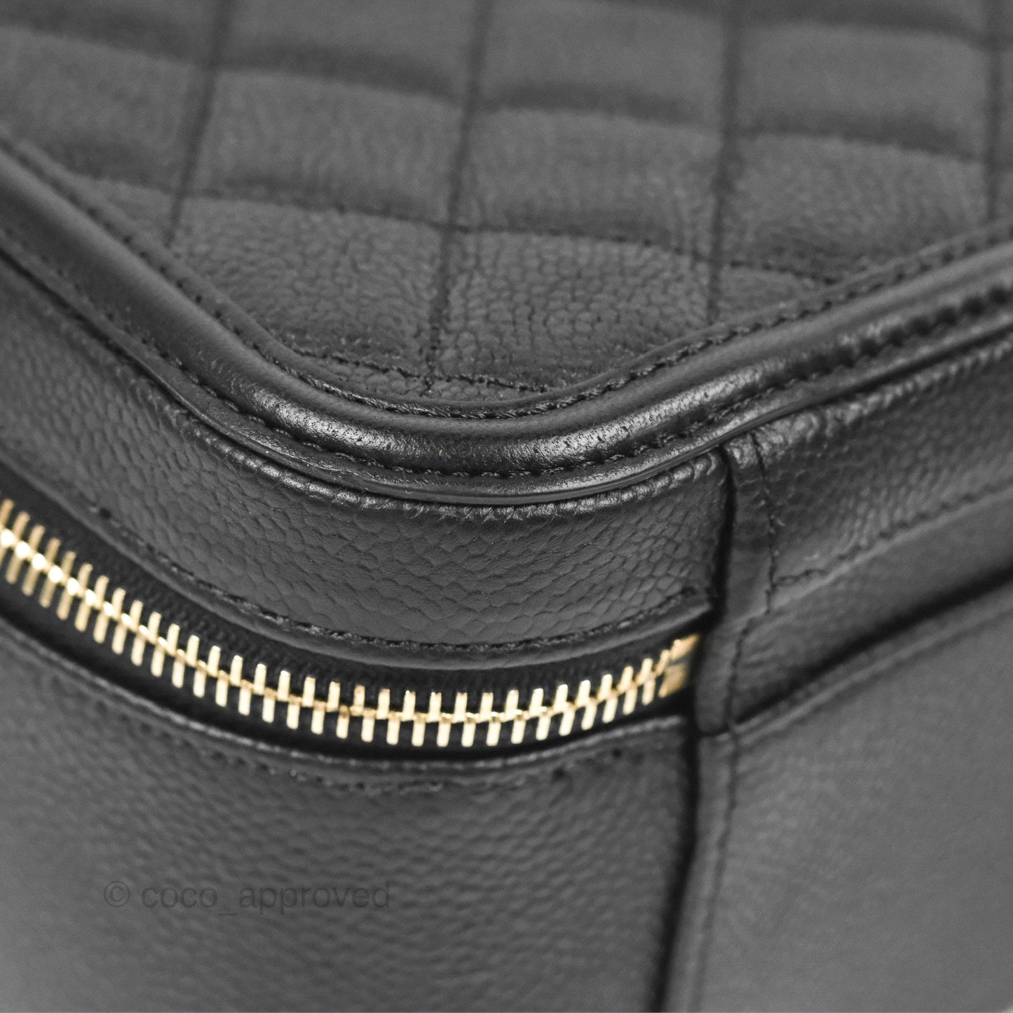 Chanel Quilted Large CC Filigree Vanity Case Black Caviar Gold Hardware