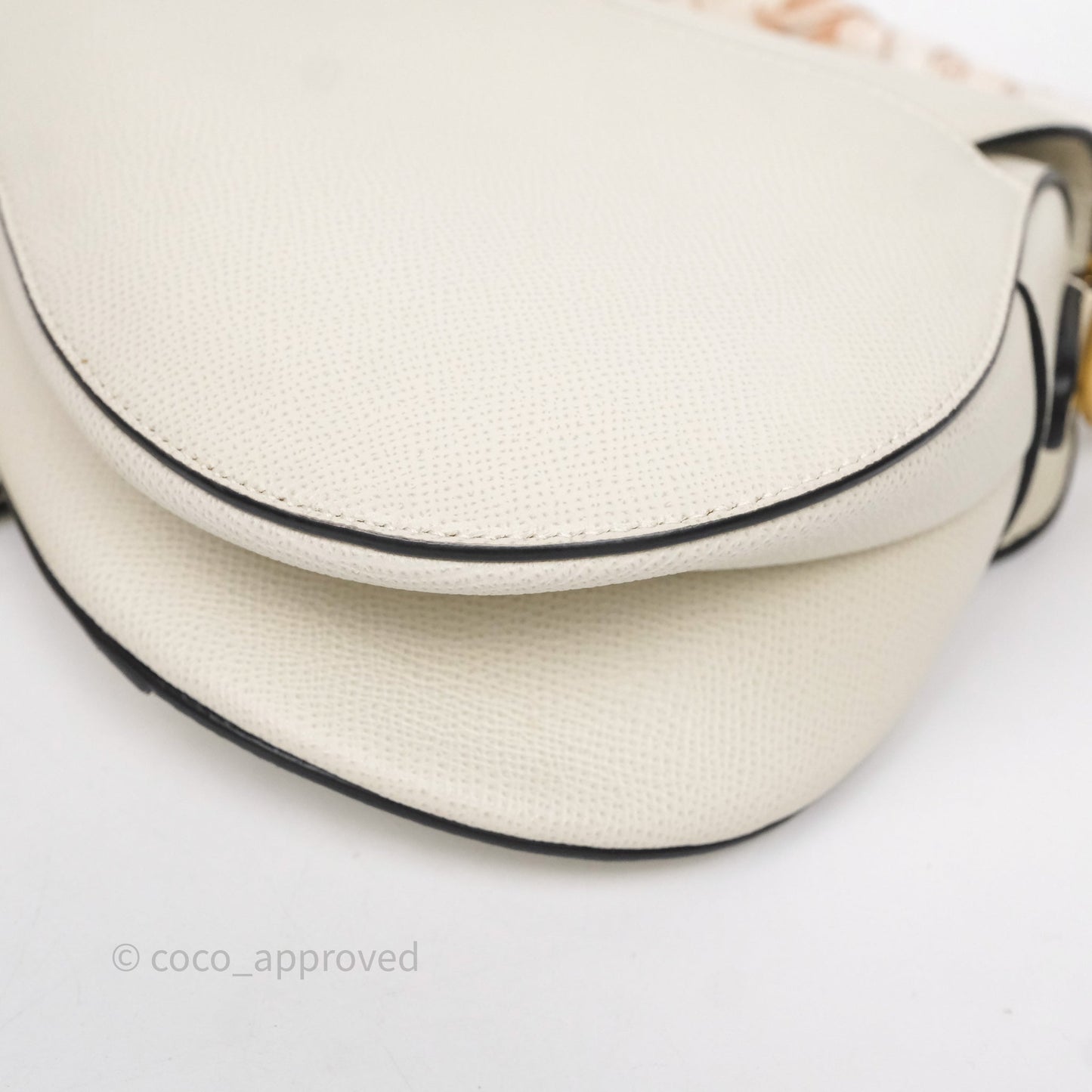 Christian Dior Saddle Bag White Grained Calfskin Gold Hardware