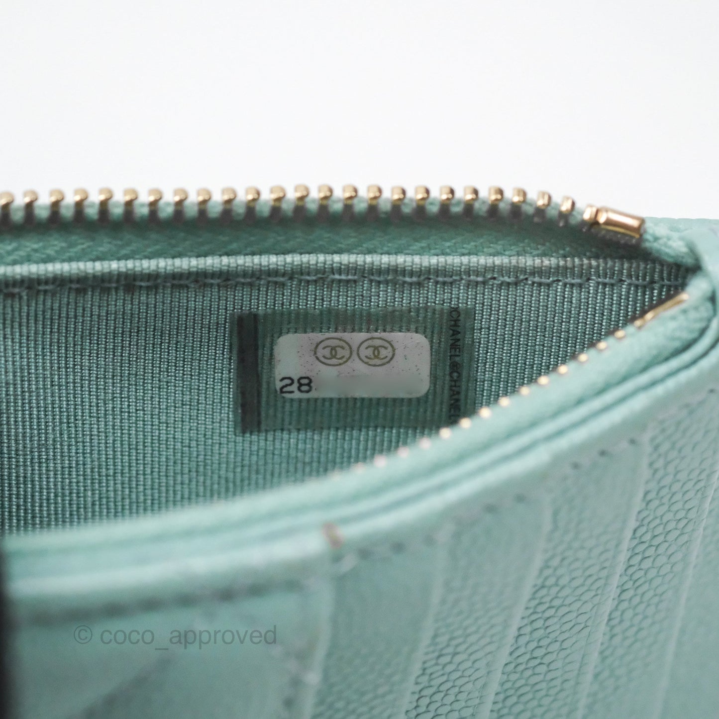 Chanel Quilted Zip Flap Card Holder Tiffany Blue Caviar Gold Hardware