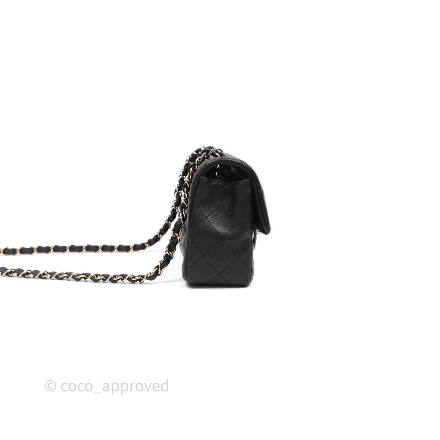 Chanel Mini Rectangular Flap Quilted Black Lambskin Gold Hardware
