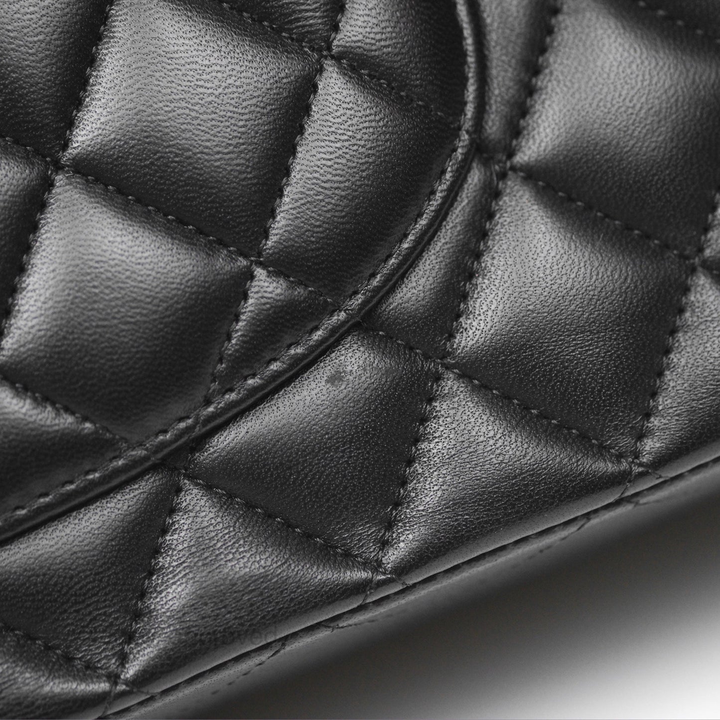 Chanel M/L Medium Classic Flap Quilted Black Lambskin Silver Hardware
