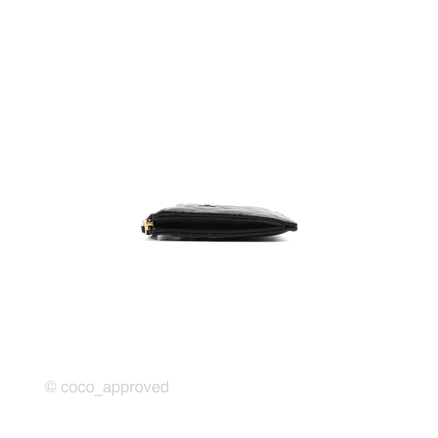 Chanel Quilted CC Zipped Card Holder Caviar Black Gold Hardware