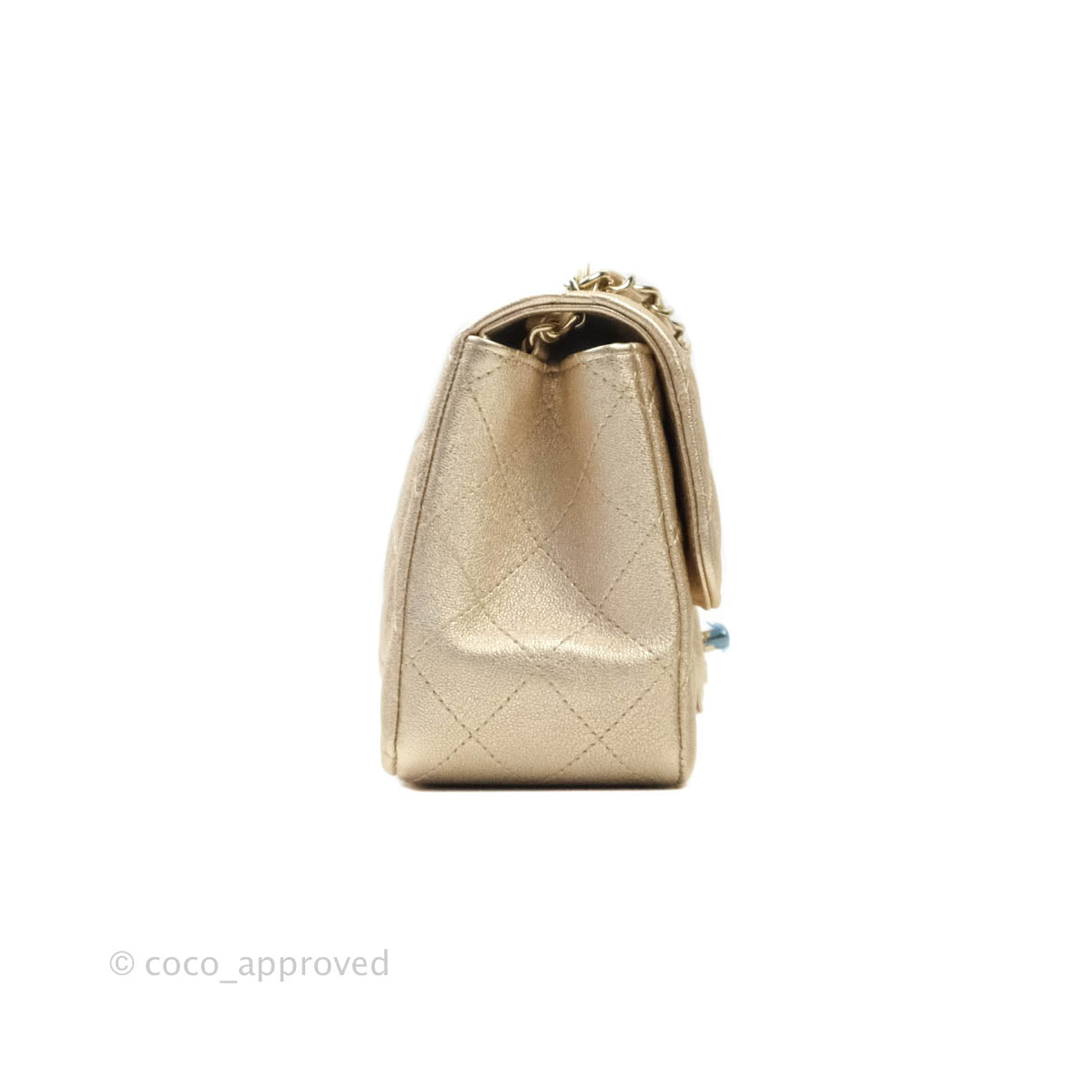 Chanel Classic Quilted Mini Square Gold Lambskin Gold Hardware 21P