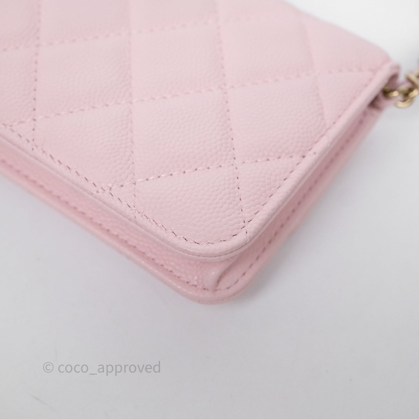 Chanel Mini Clutch With Chain Light Pink Caviar Gold Hardware