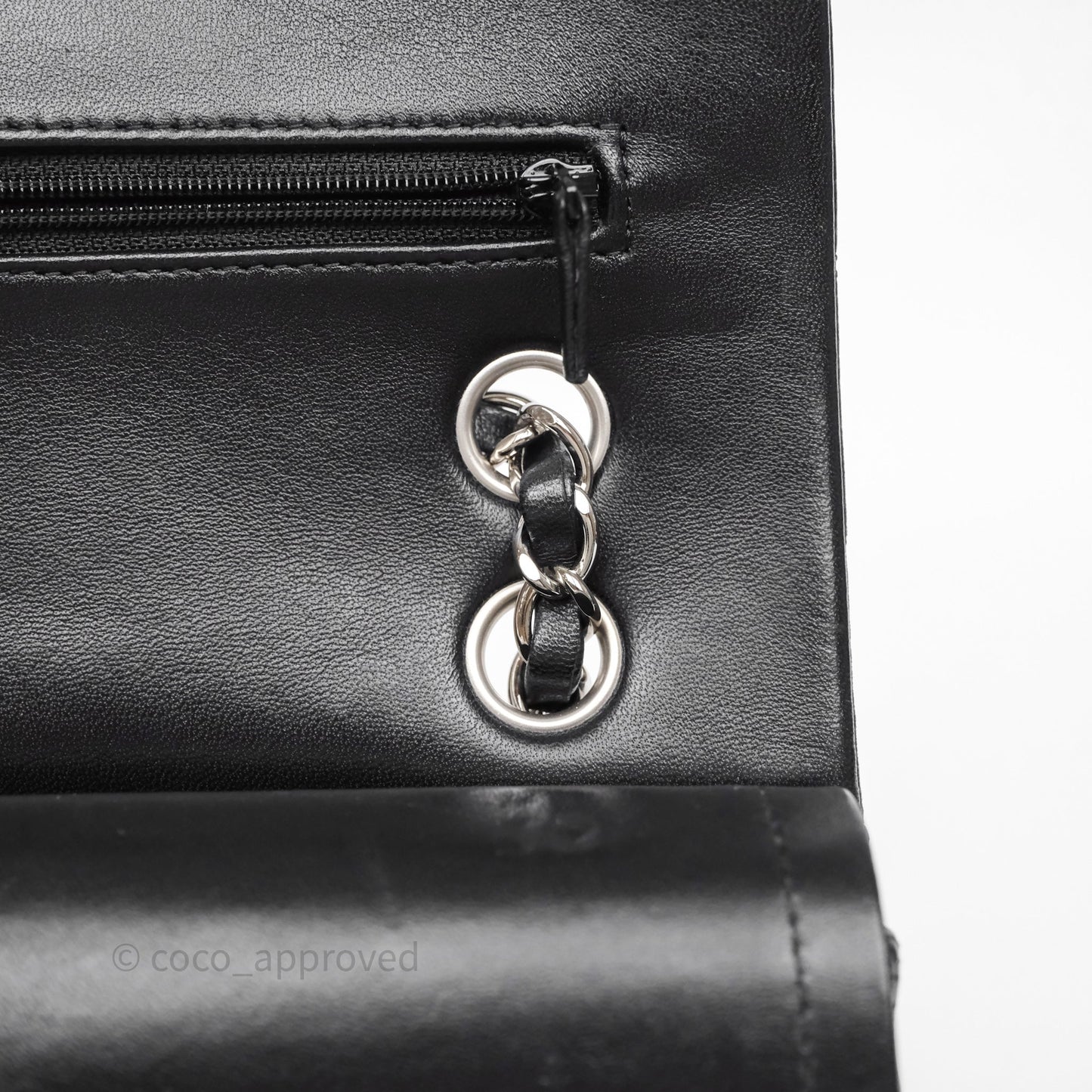 Chanel Classic M/L Medium Flap Quilted Black Lambskin Silver Hardware