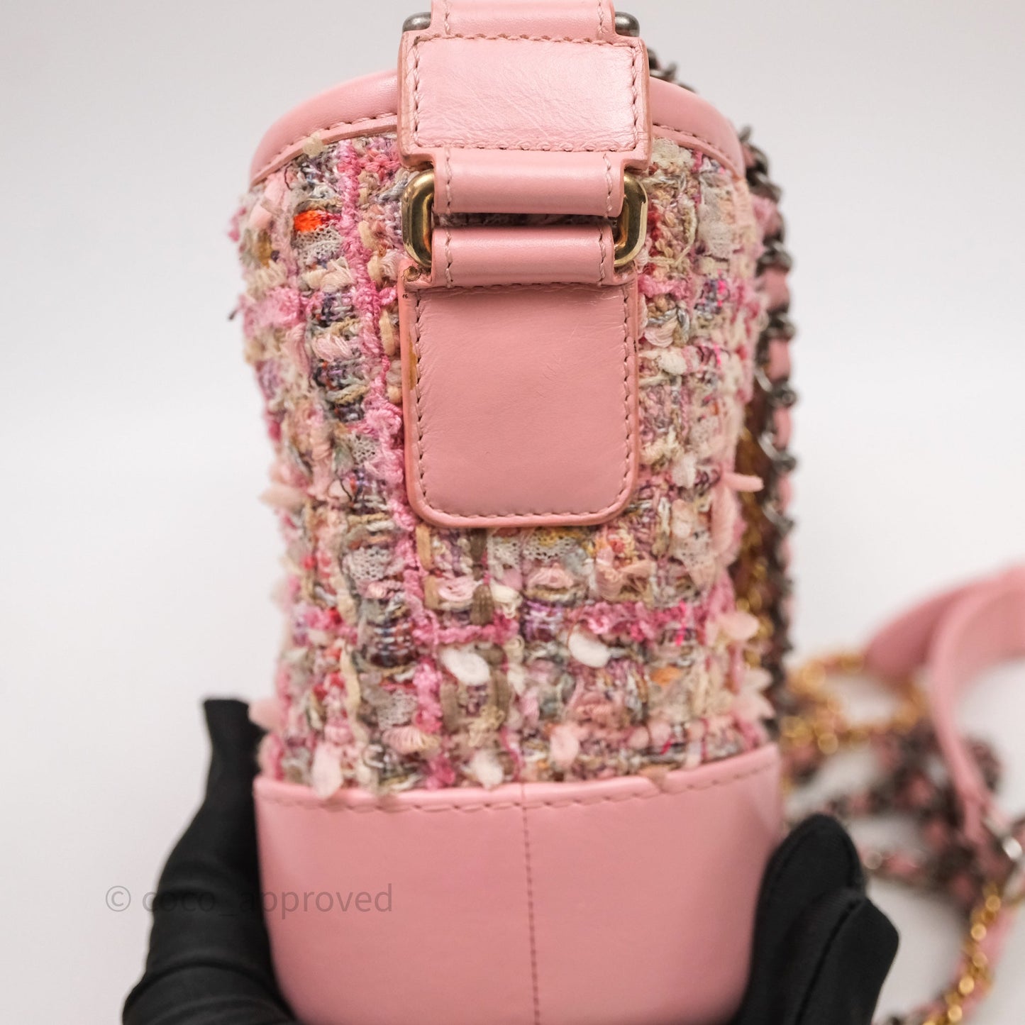 Chanel Small Gabrielle Hobo Quilted Pink Tweed Aged Calfskin