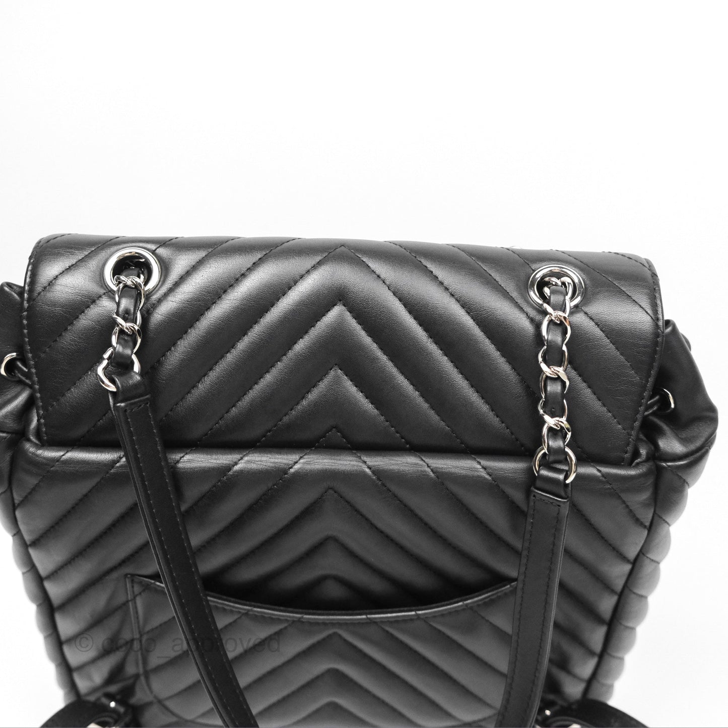 Chanel Medium Chevron Urban Spirit Backpack Black Calfskin Silver Hardware