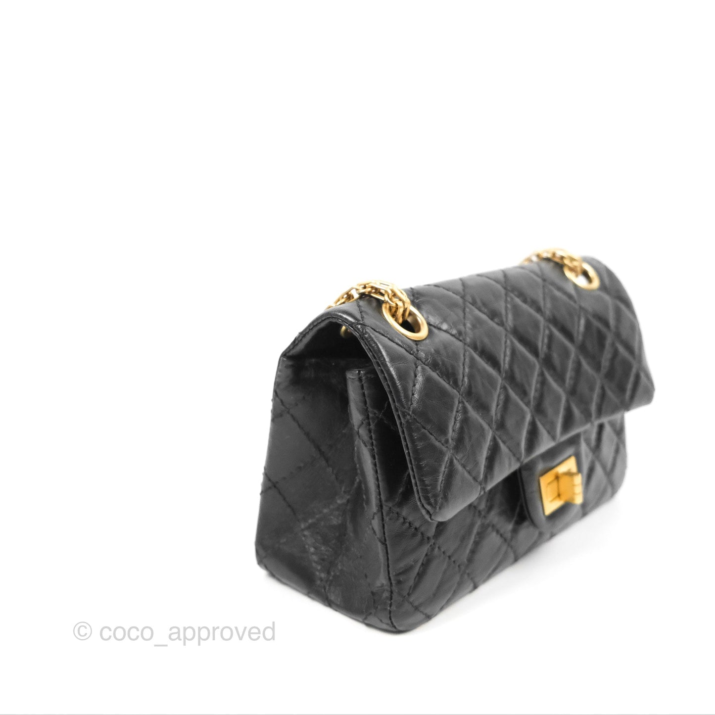 Chanel Mini Reissue 224 Black Aged Calfskin Aged Gold Hardware