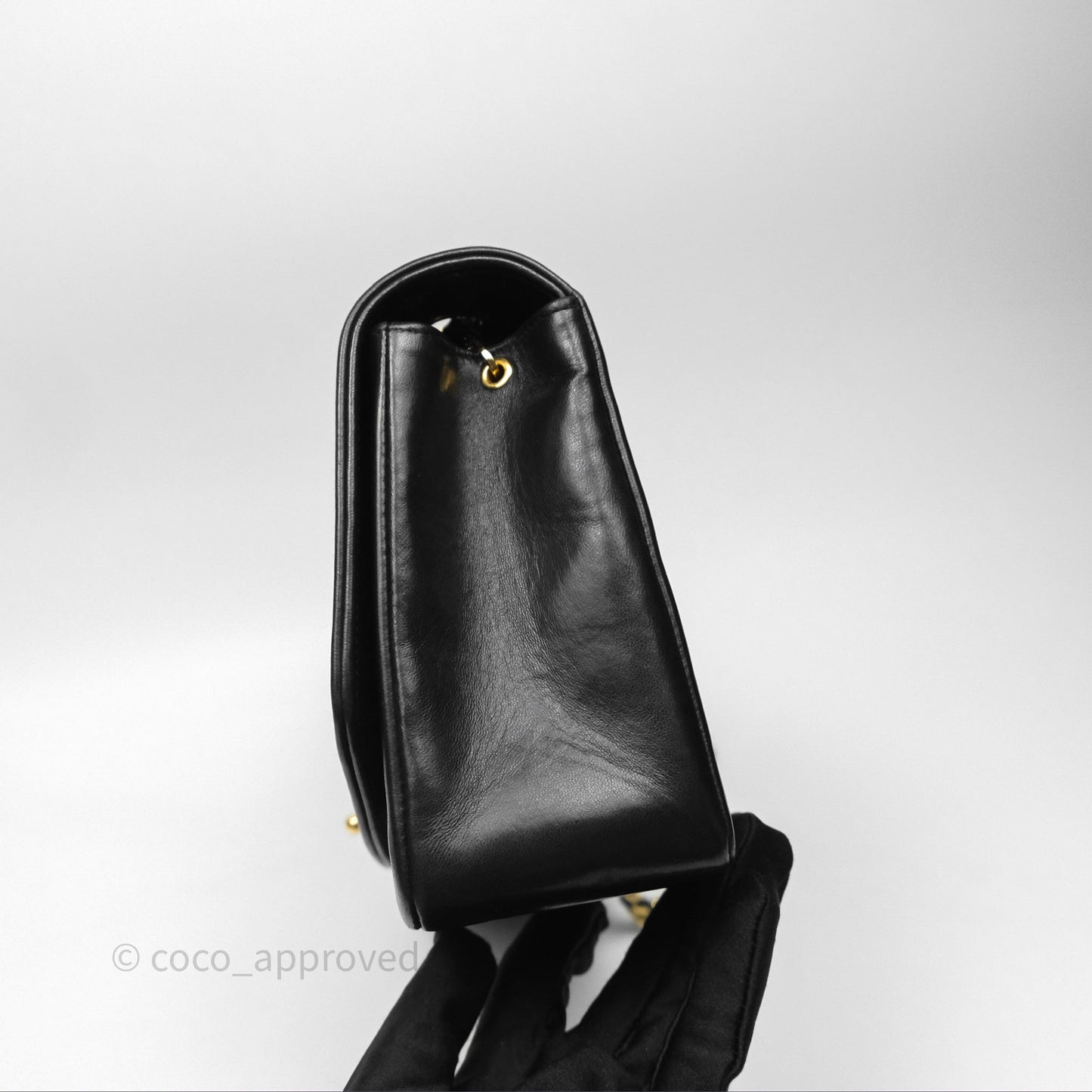 Chanel Medium Vintage Quilted Classic Diana Flap Bag Black Lambskin 24K Gold Hardware
