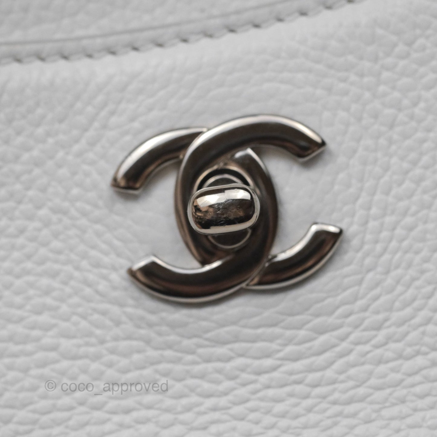 Chanel Mini Neo Executive Shopper Tote White Grained Calfskin Silver Hardware